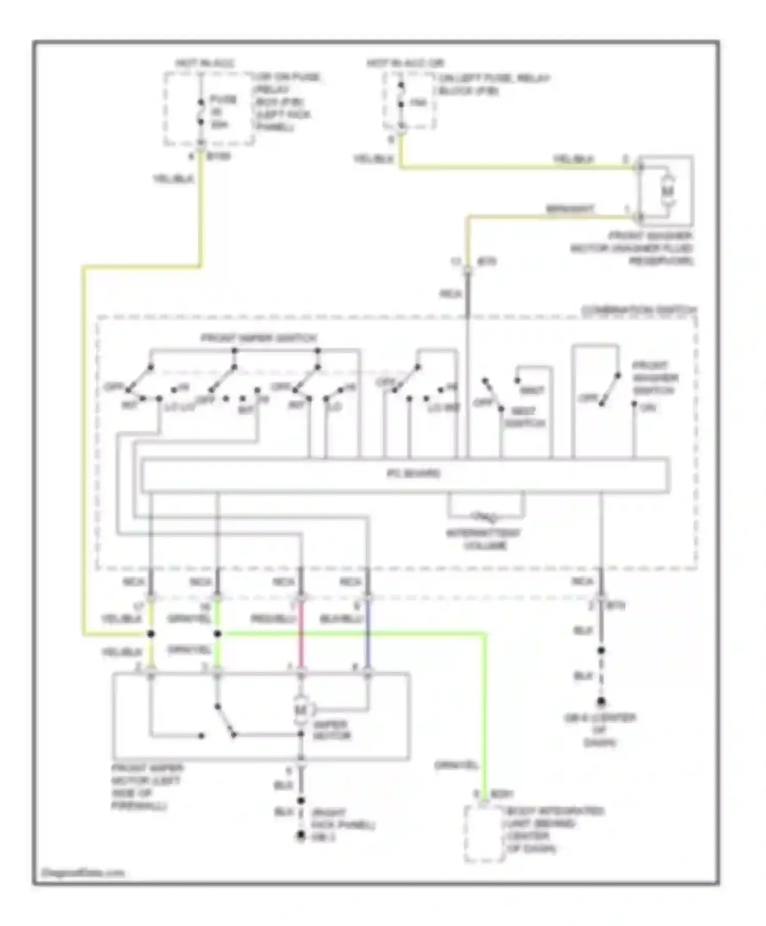 Forester Subaru SH facelift (2010-2013): Front wiper/washer circuit