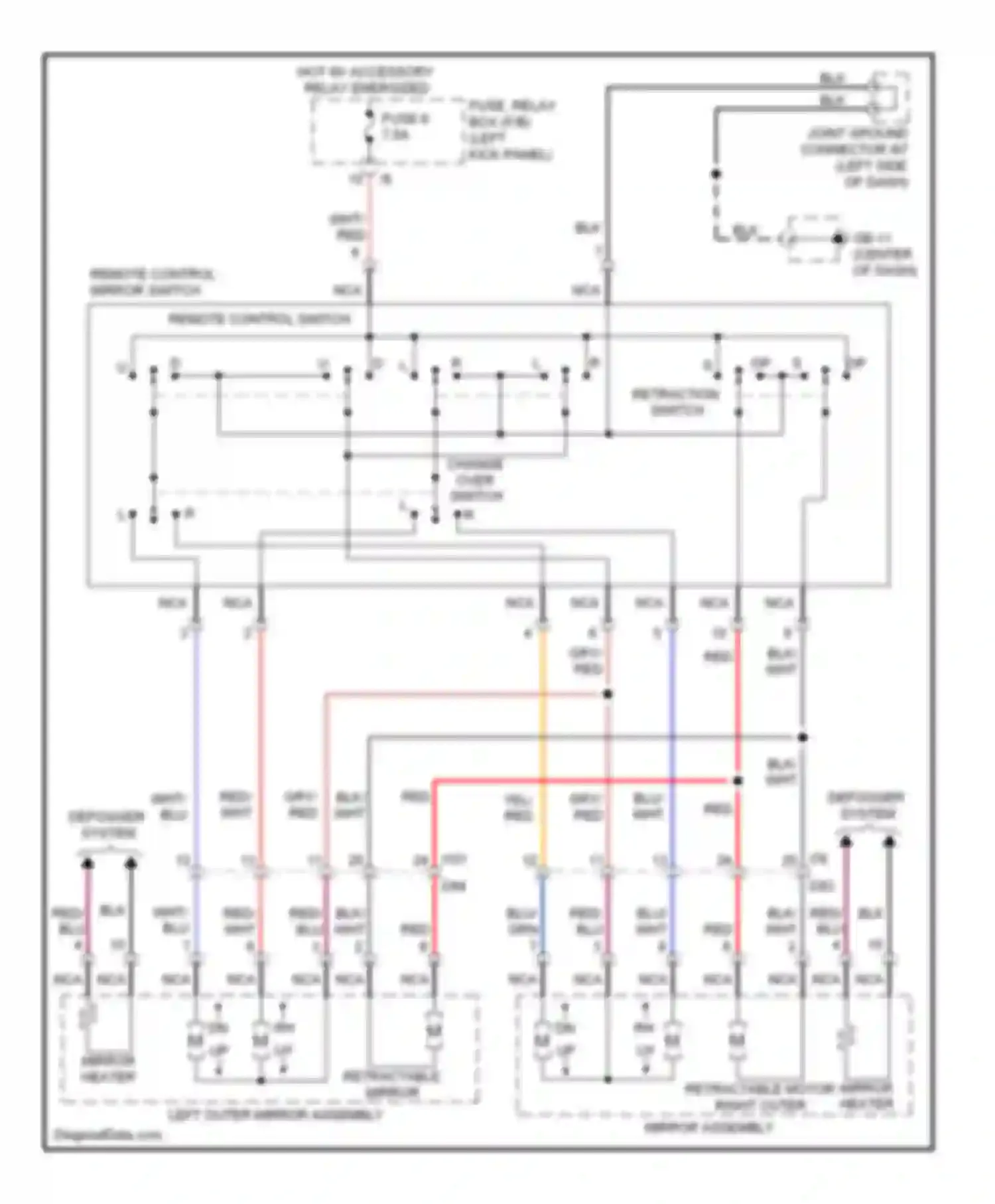 Wiring diagram left outer mirror assembly for Subaru Forester SH facelift (2010-2013) (4 of 4)