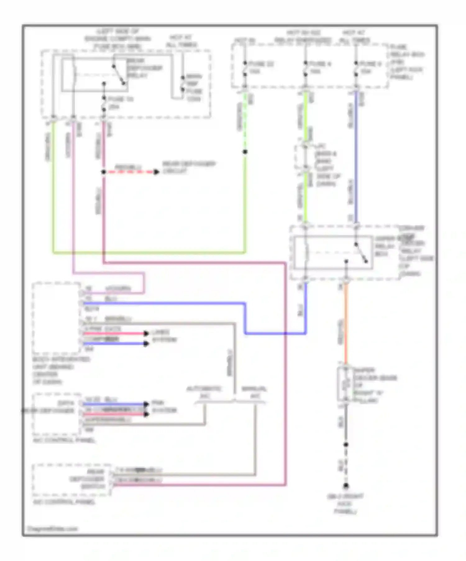Wiring diagram rear defogger relay for Subaru Forester SH facelift (2010-2013) (5 of 5)