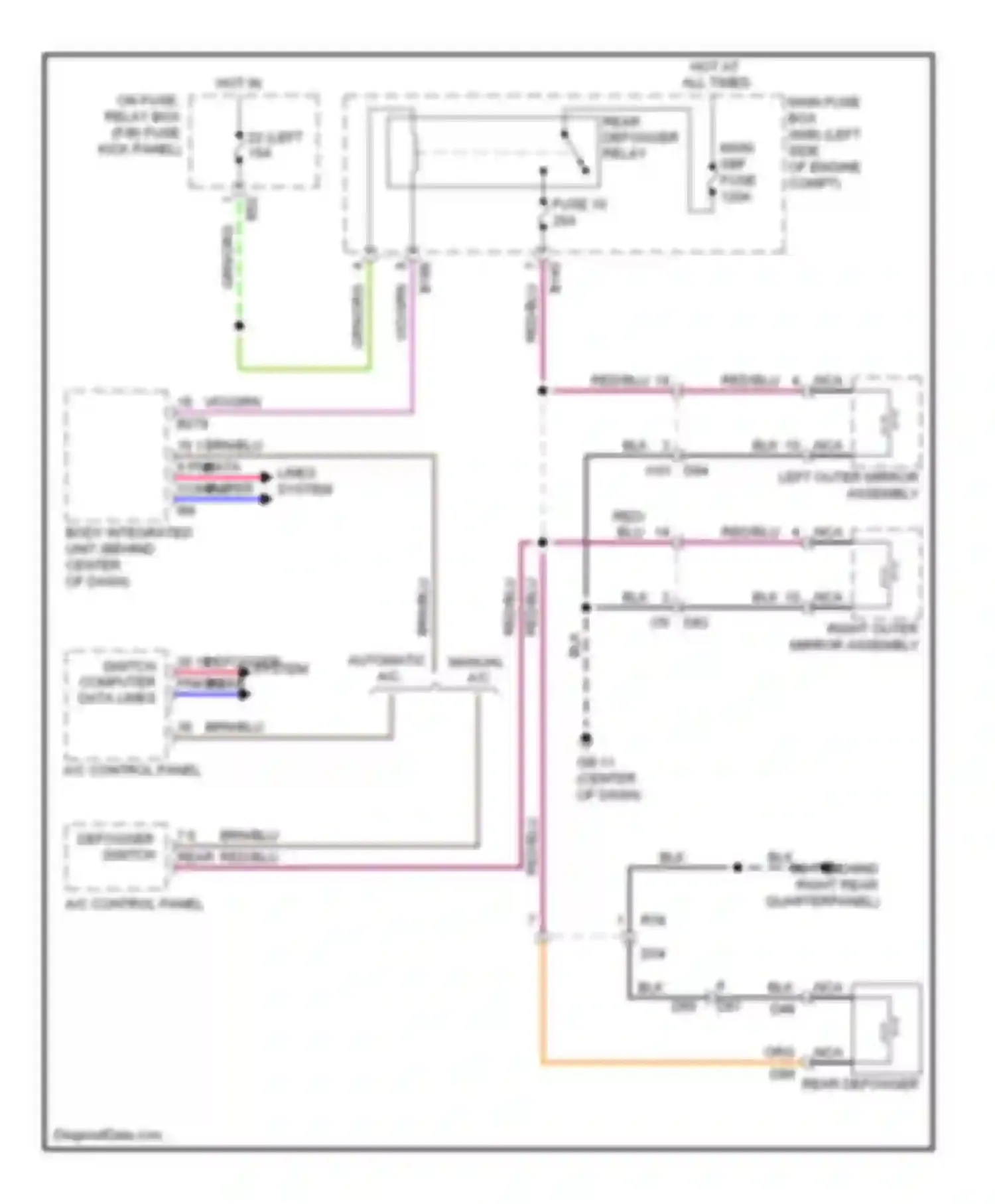 Wiring diagram rear defogger relay for Subaru Forester SH facelift (2010-2013) (2 of 5)