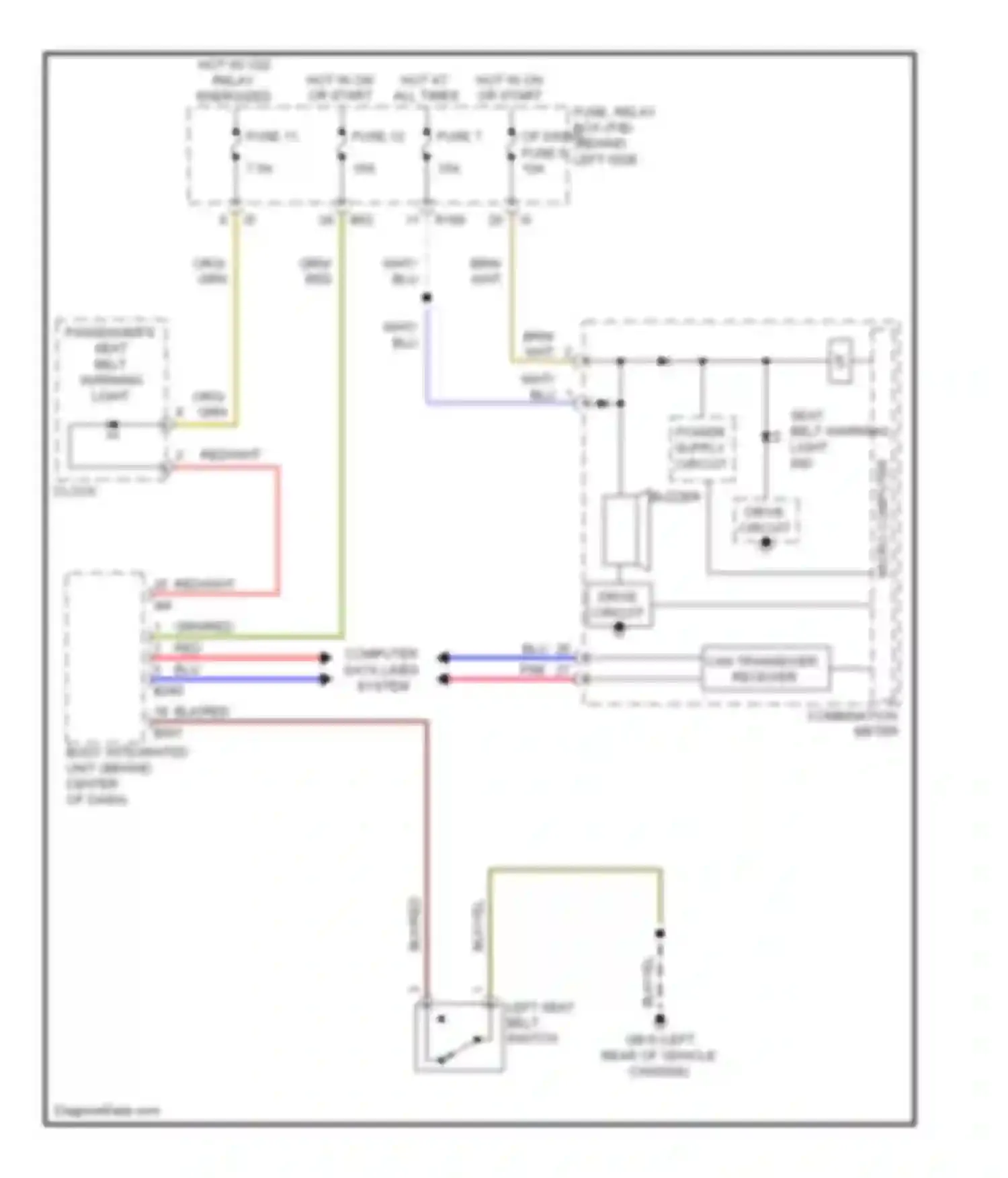 Forester Subaru SH (2007-2011): Seat belt warning circuit