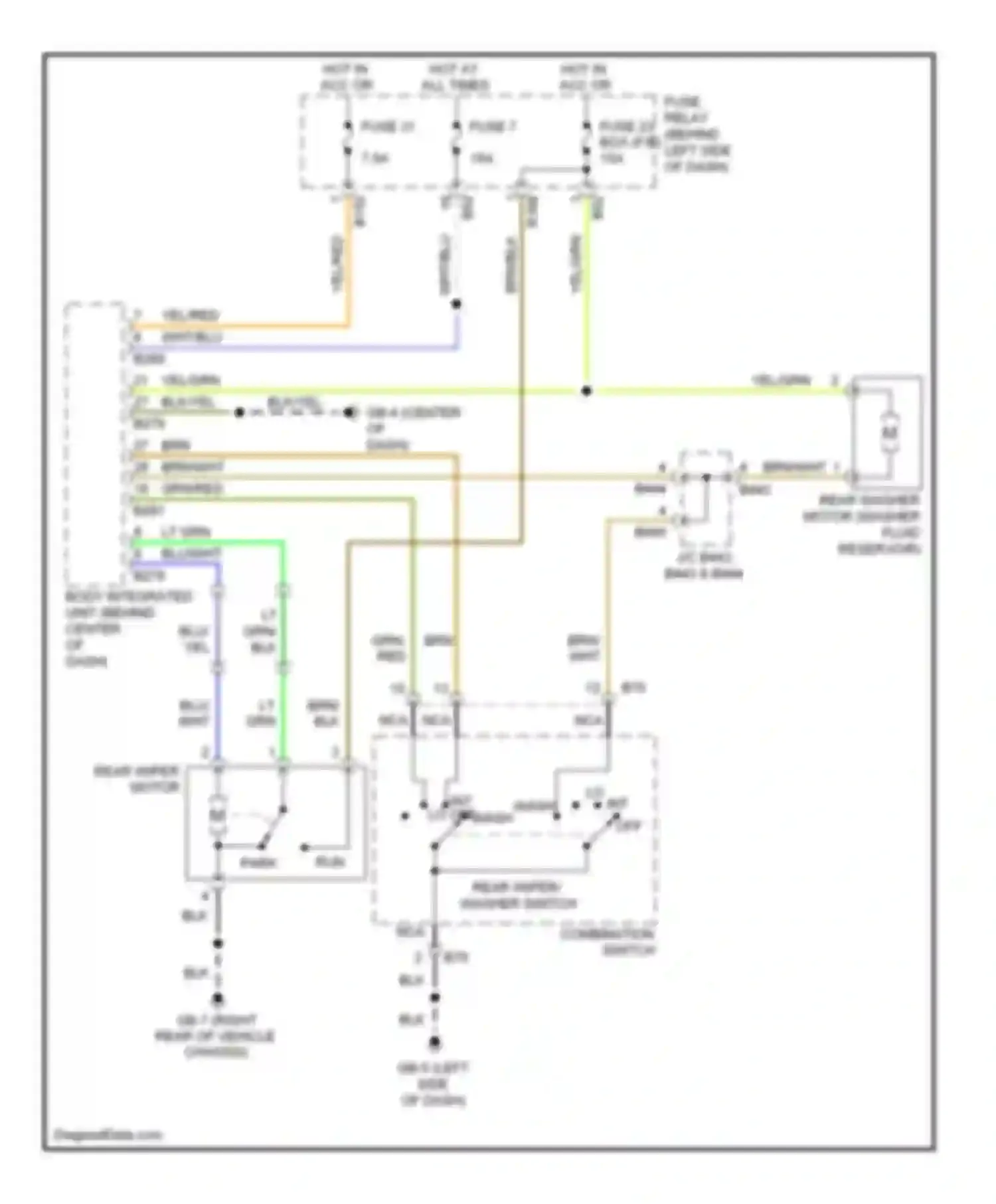 Forester Subaru SH (2007-2011): Rear washer/wiper circuit