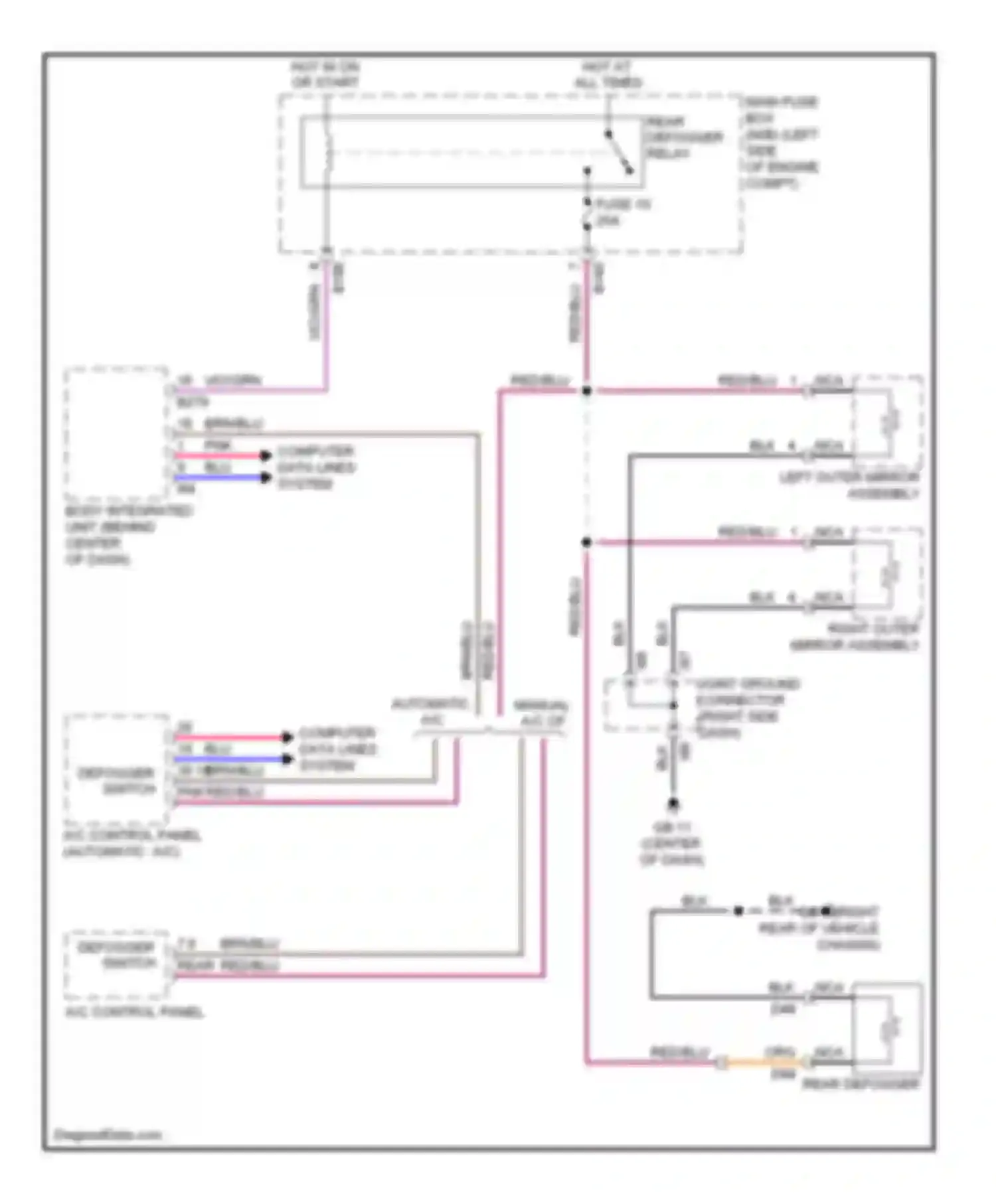 Wiring diagram defogger switch for Subaru Forester SH (2007-2011) (1 of 1)