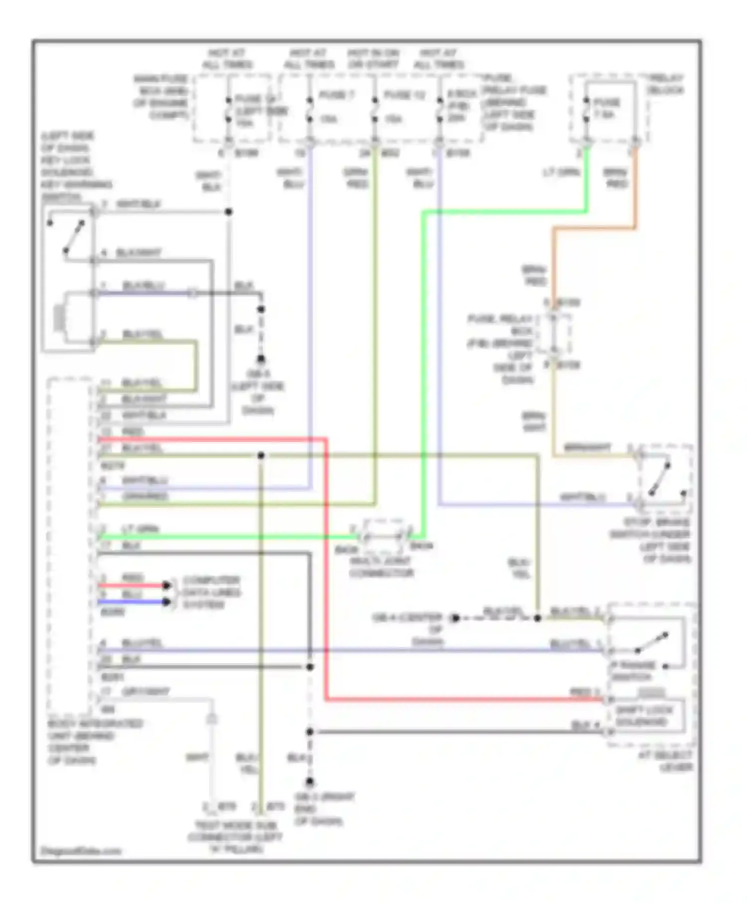 Wiring diagram p range switch for Subaru Forester SH (2007-2011) (1 of 1)