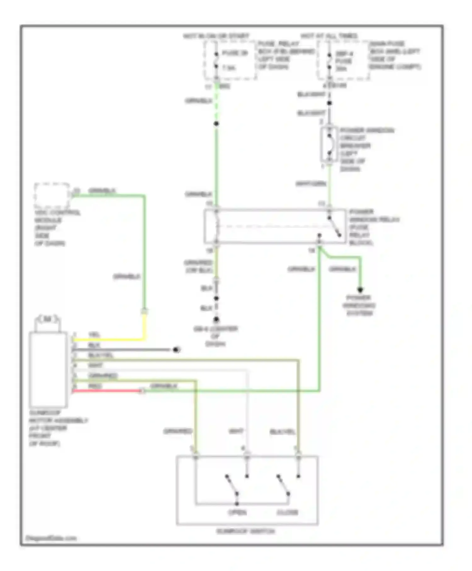 Wiring diagram power windows system for Subaru Forester SH (2007-2011) (1 of 1)