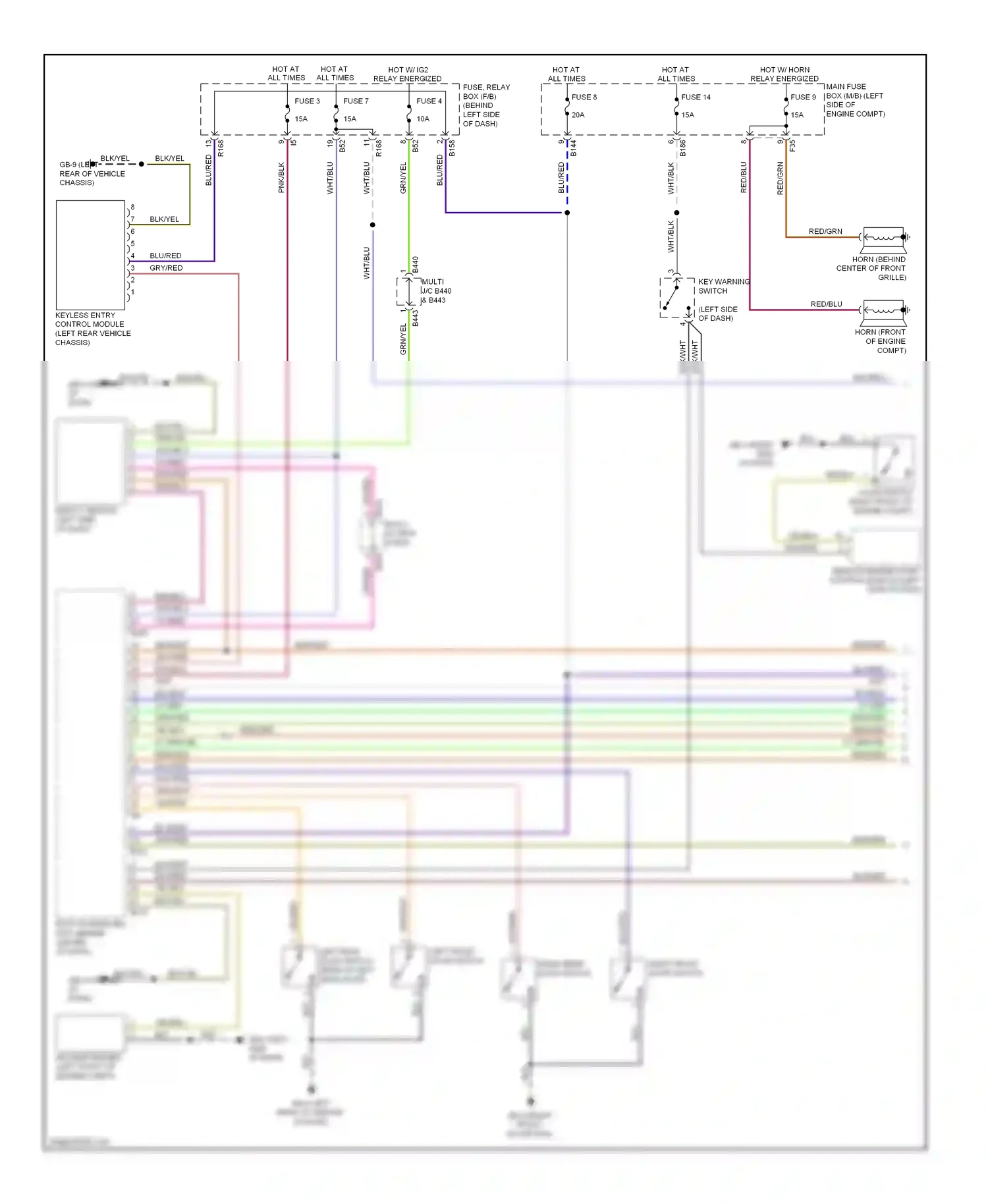 Wiring diagram right front door switch for Subaru Forester SH (2007-2011) (2 of 6)
