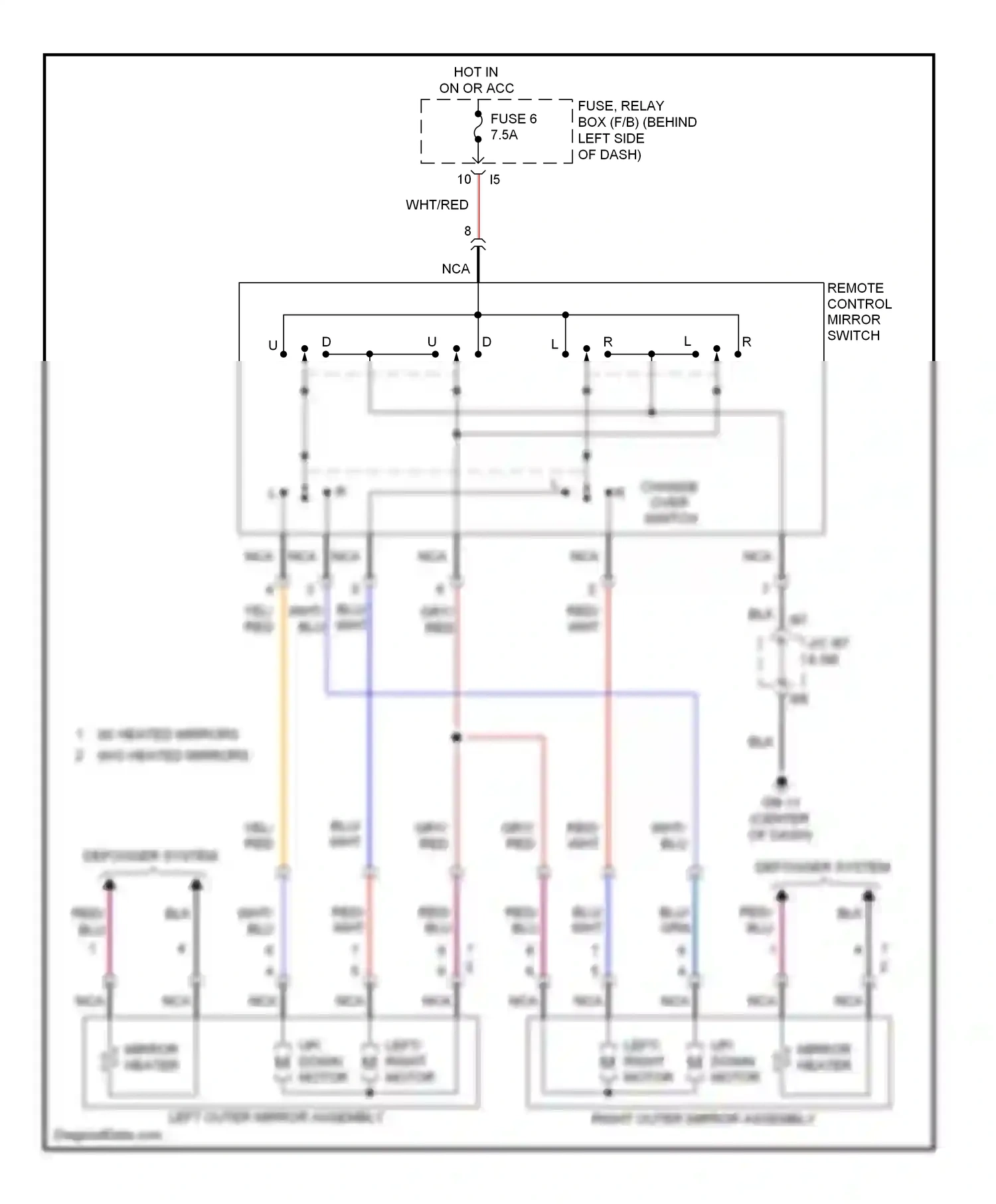 Wiring diagram up/ down motor for Subaru Forester SH (2007-2011) (1 of 1)