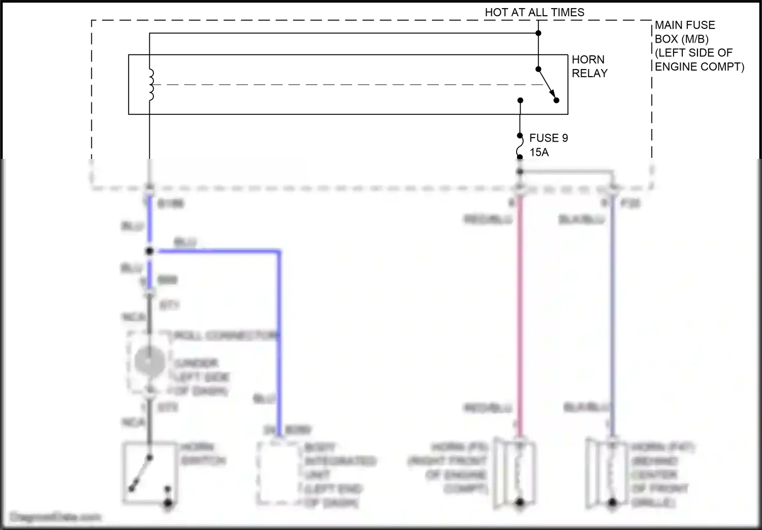 Wiring diagram horn switch for Subaru Forester SJ facelift 2 (2016-2018) (1 of 1)