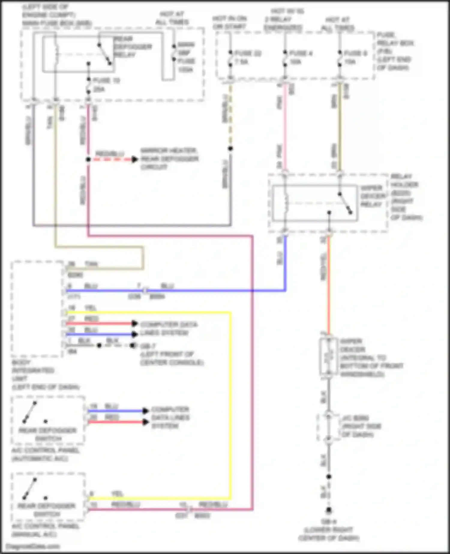 Wiring diagram mirror heater, rear defogger circuit for Subaru Forester SJ facelift 2 (2016-2018) (1 of 1)