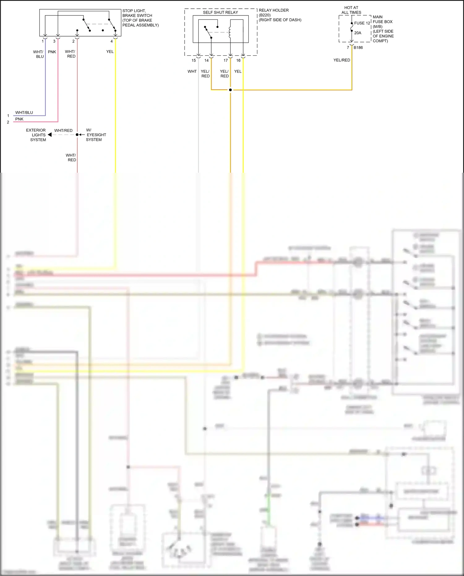 Wiring diagram res/+ switch for Subaru Forester SJ facelift 2 (2016-2018) (1 of 2)