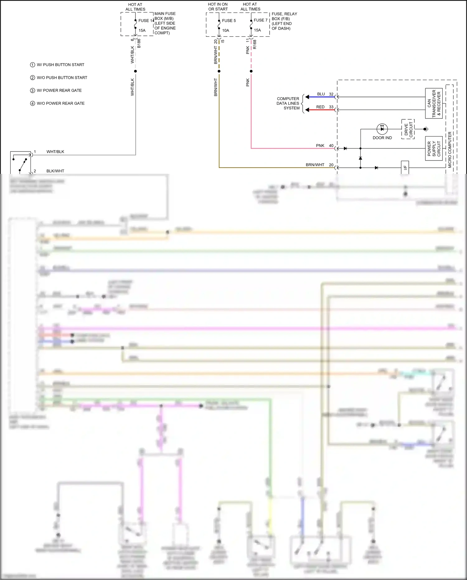 Wiring diagram trunk, tailgate, fuel doors system for Subaru Forester SJ facelift 2 (2016-2018) (2 of 2)