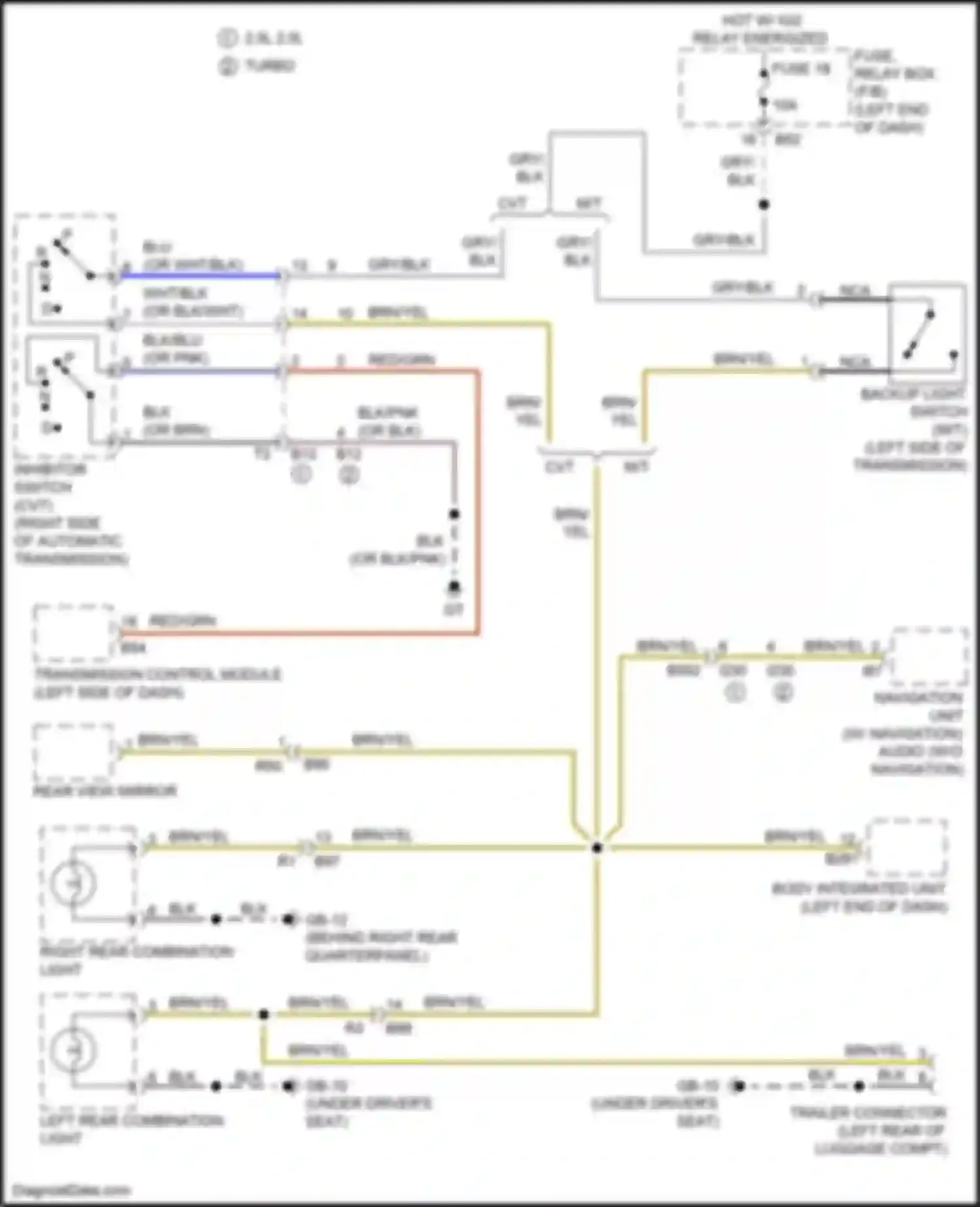 Wiring diagram backup light switch for Subaru Forester SJ facelift (2015-2016) (2 of 3)
