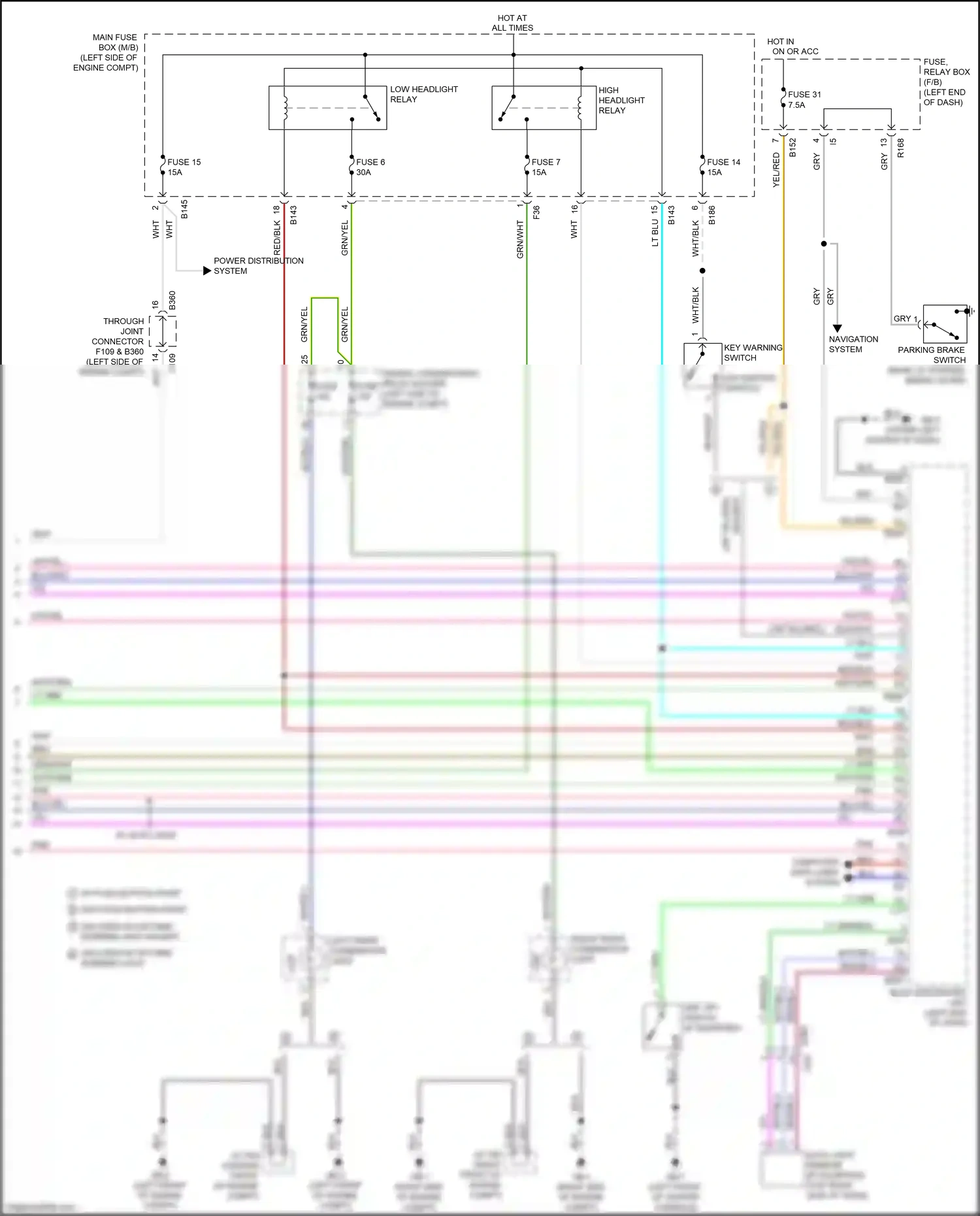 Wiring diagram high headlight relay for Subaru Forester SJ facelift (2015-2016) (1 of 2)