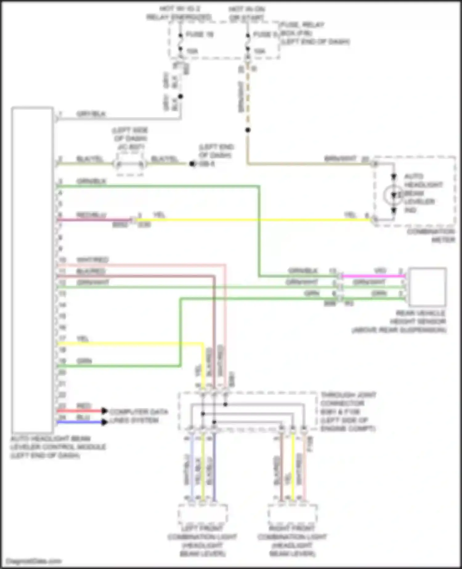 Wiring diagram rear vehicle height sensor for Subaru Forester SJ facelift (2015-2016) (1 of 1)