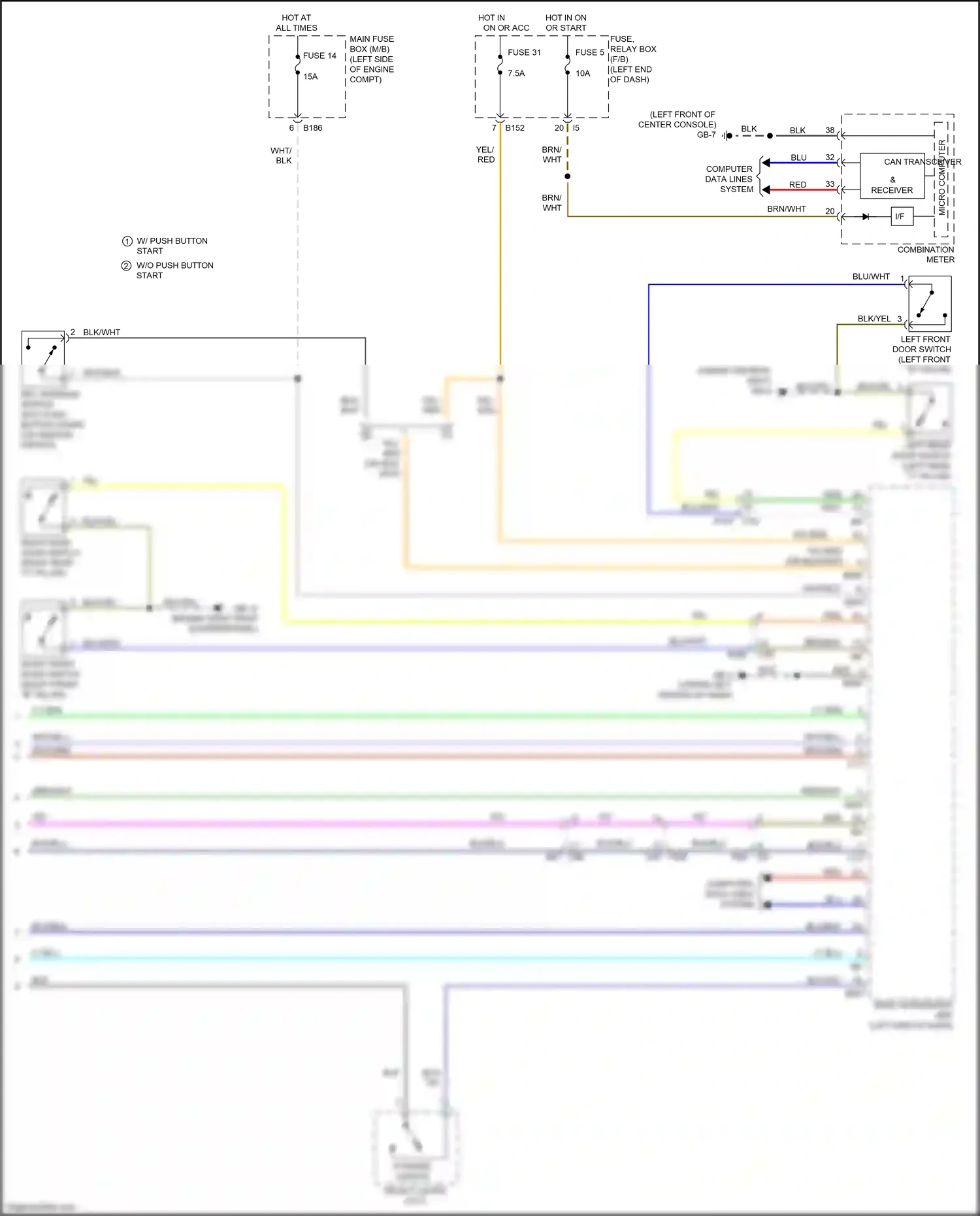 Wiring diagram right front door switch for Subaru Forester SJ facelift (2015-2016) (8 of 8)