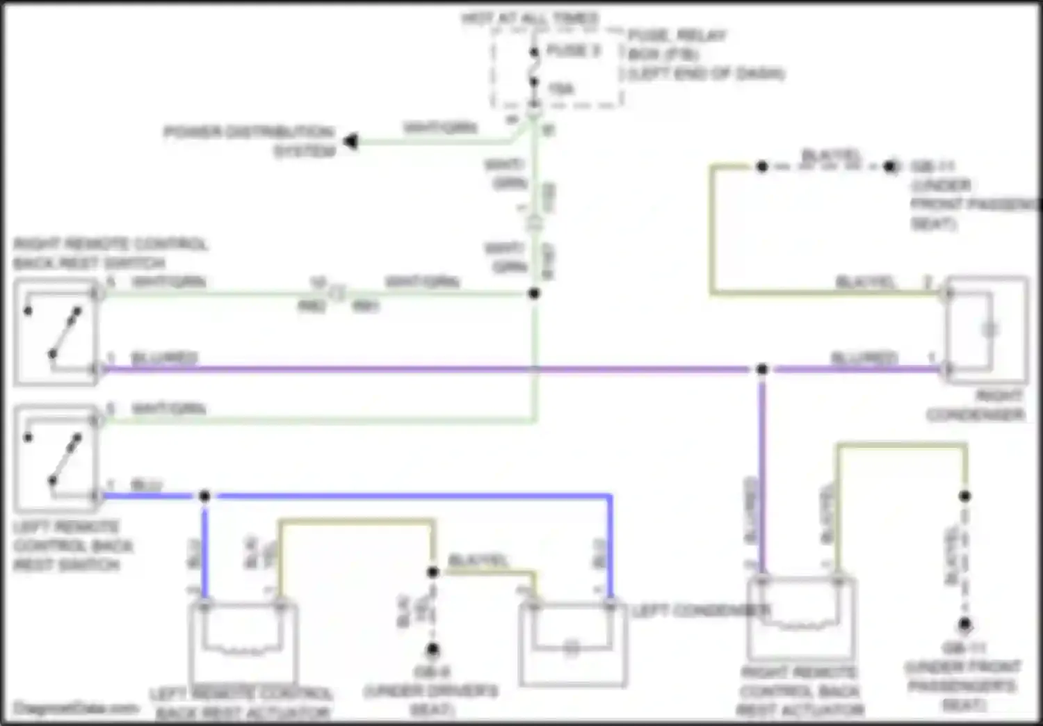 Wiring diagram right remote control back rest switch for Subaru Forester SJ facelift (2015-2016) (1 of 1)