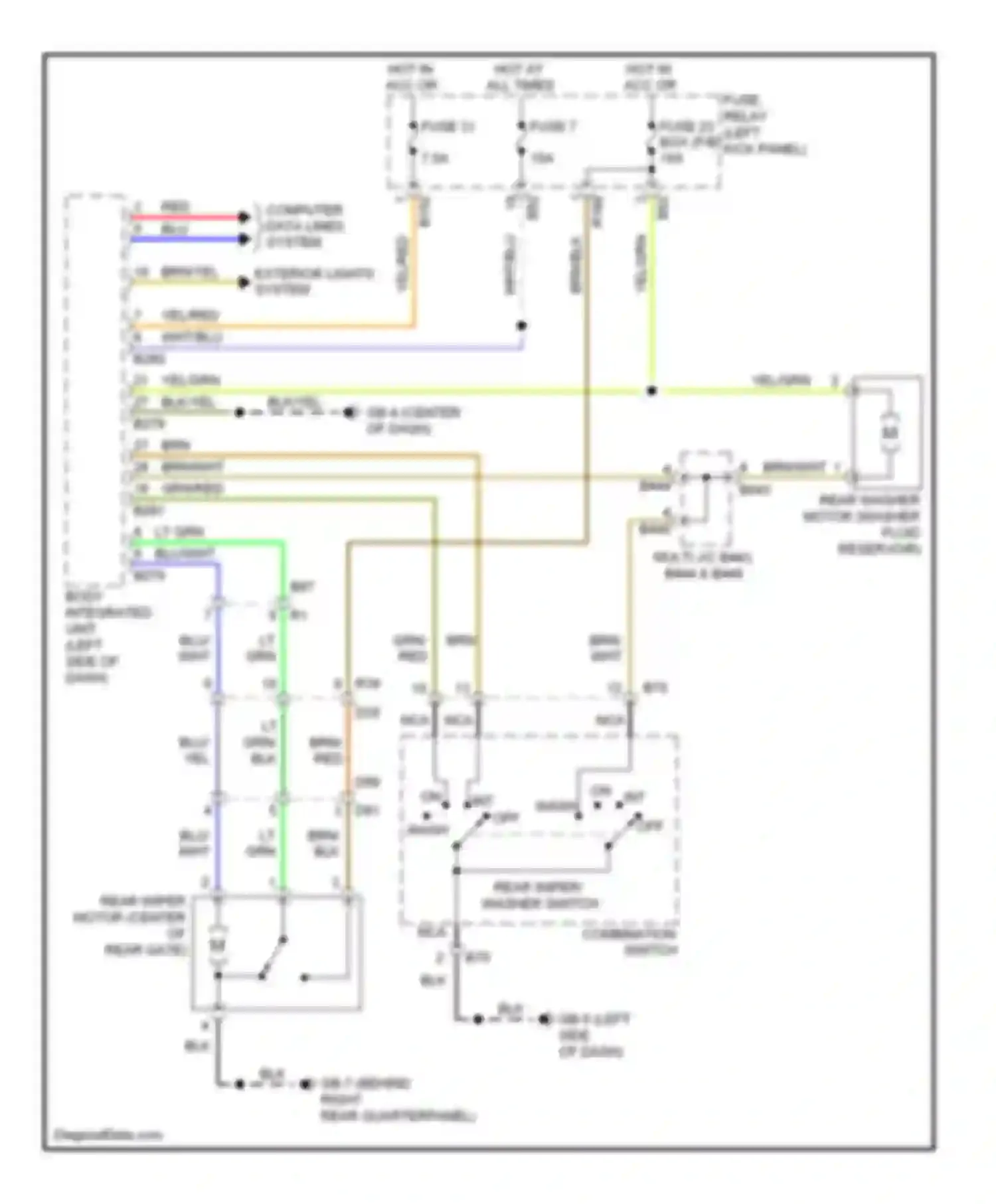 Forester Subaru SJ (2012-2015): Rear wiper/washer circuit