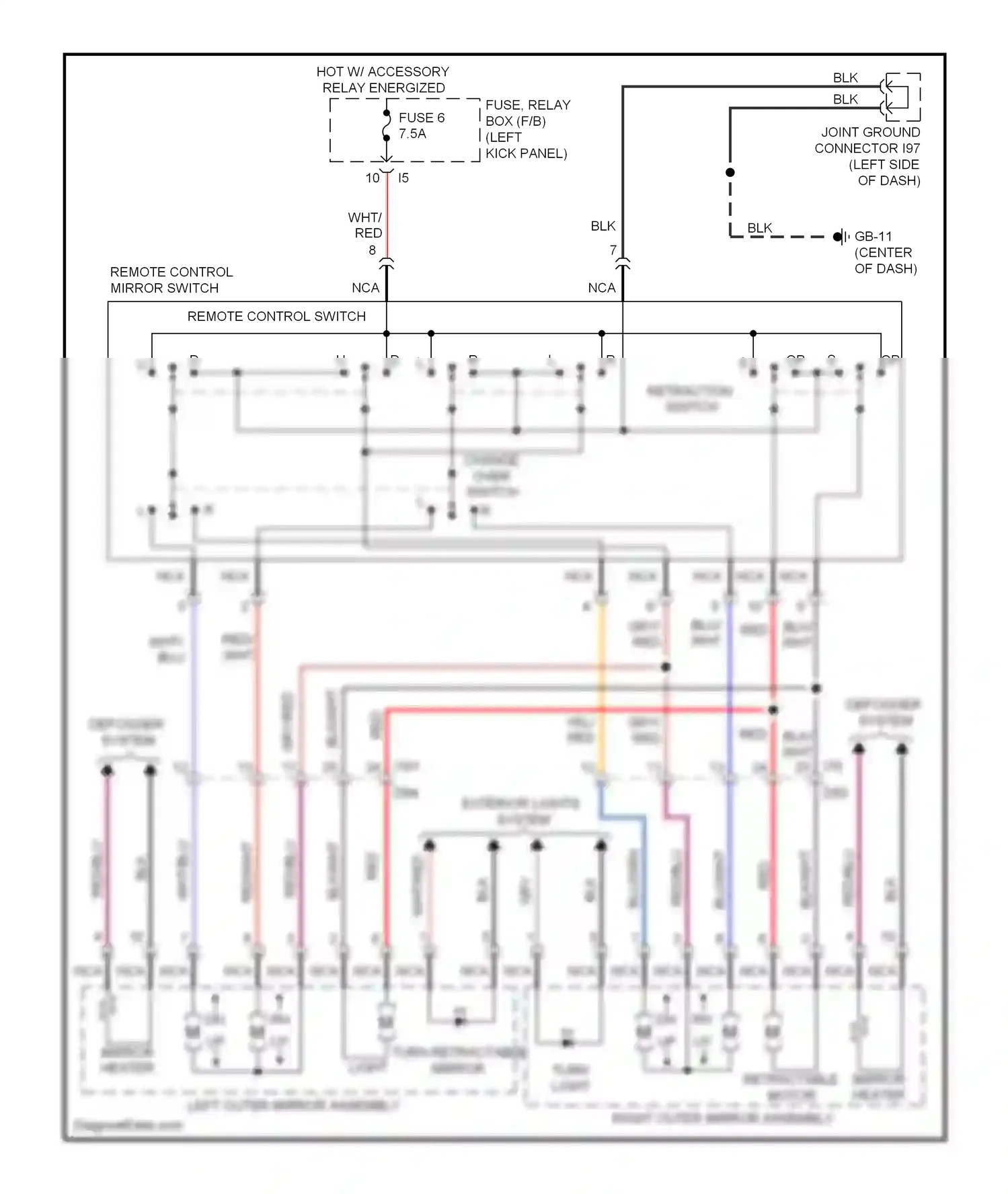 Wiring diagram left outer mirror assembly for Subaru Forester SJ (2012-2015) (5 of 7)