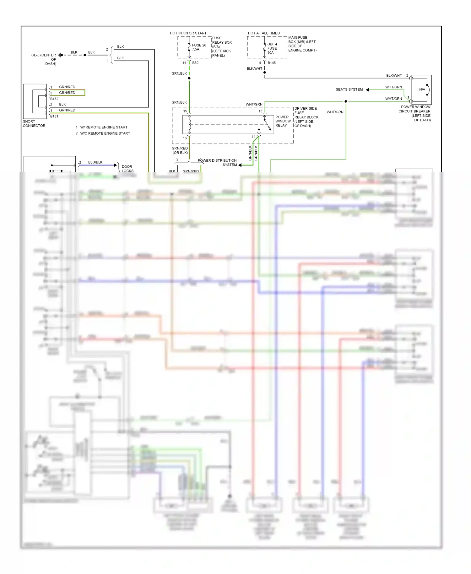 Wiring diagram right front power window sub switch for Subaru Forester SJ (2012-2015) (2 of 4)