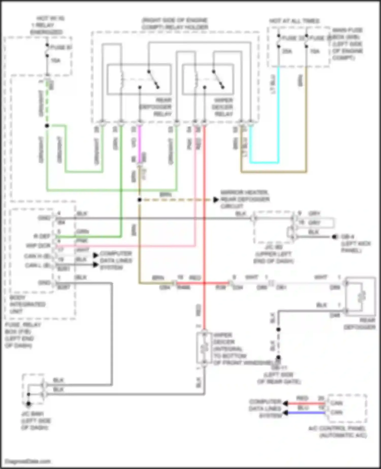 Wiring diagram wiper deicer relay for Subaru Forester SK facelift (2021-2024) (3 of 3)