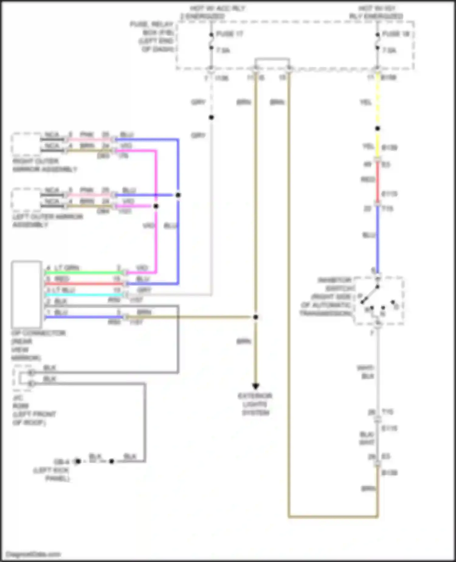 Wiring diagram right outer mirror assembly for Subaru Forester SK (2018-2021) (1 of 9)