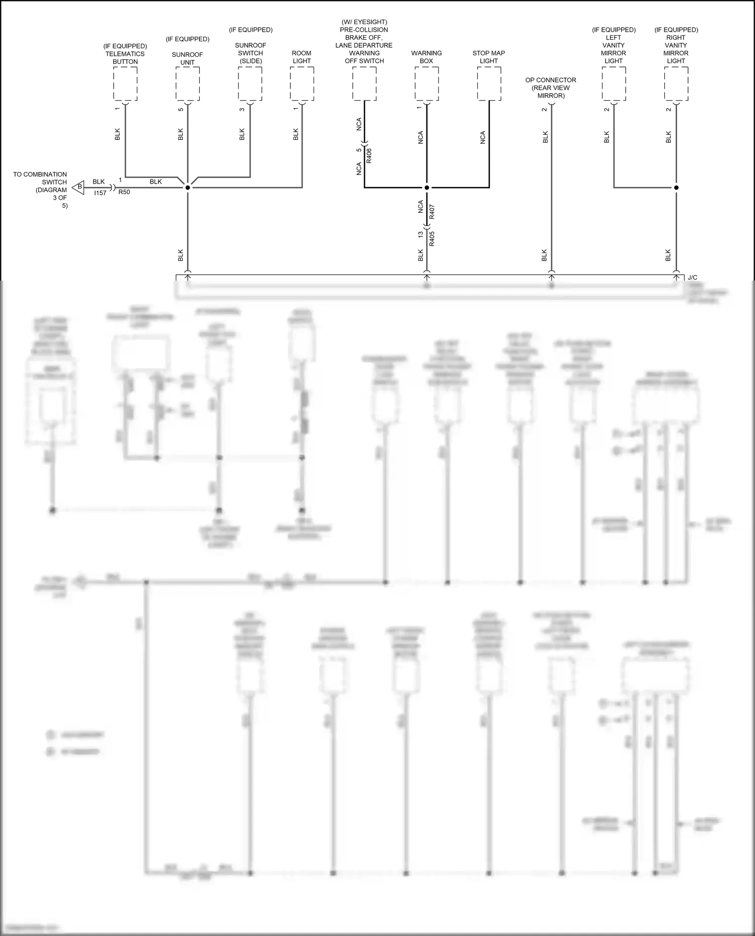 Wiring diagram right vanity mirror light for Subaru Forester SK (2018-2021) (2 of 3)