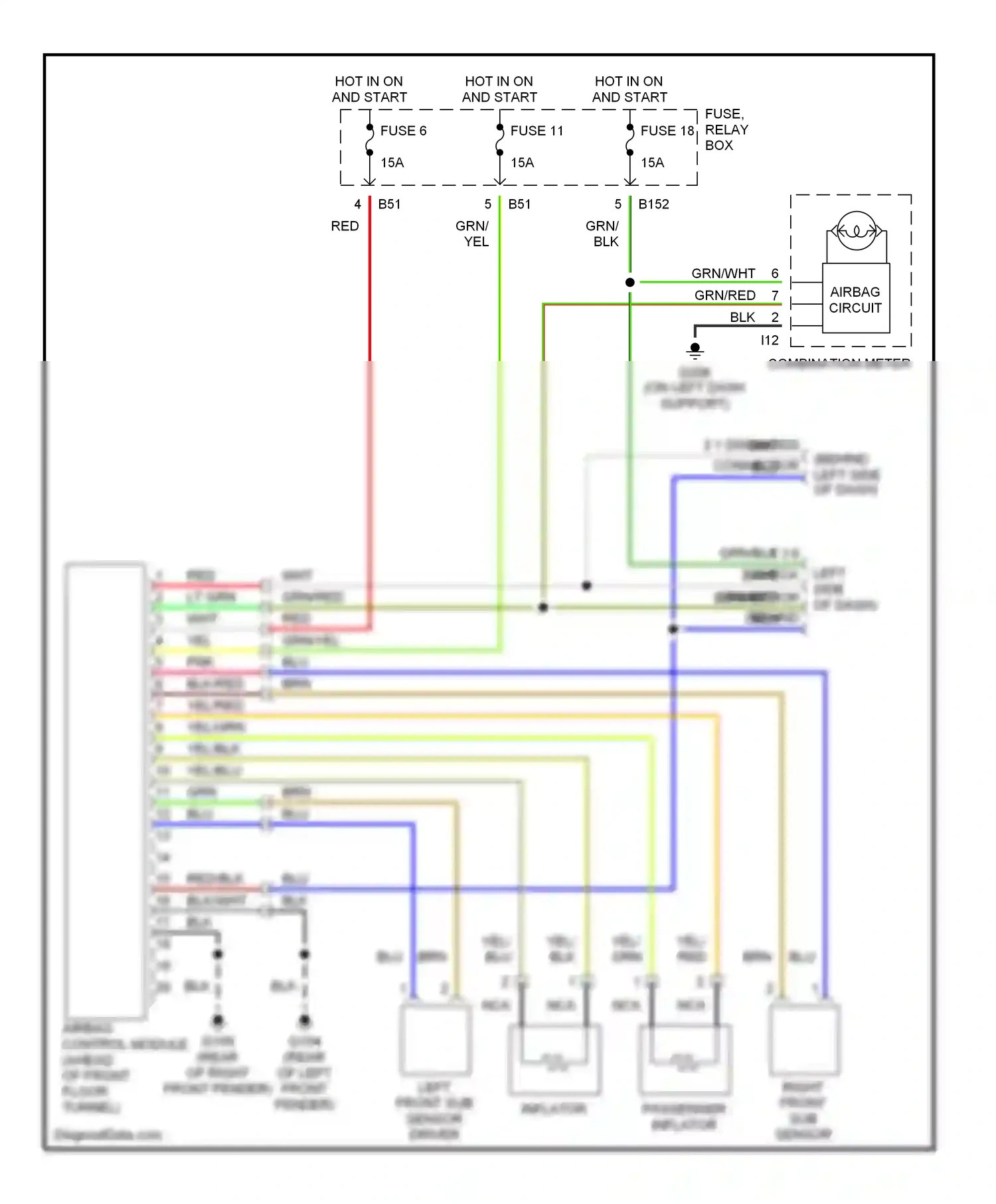 Subaru Impreza GC/GF (1992-2000) right front sub sensor wiring diagram  (1 of 1)