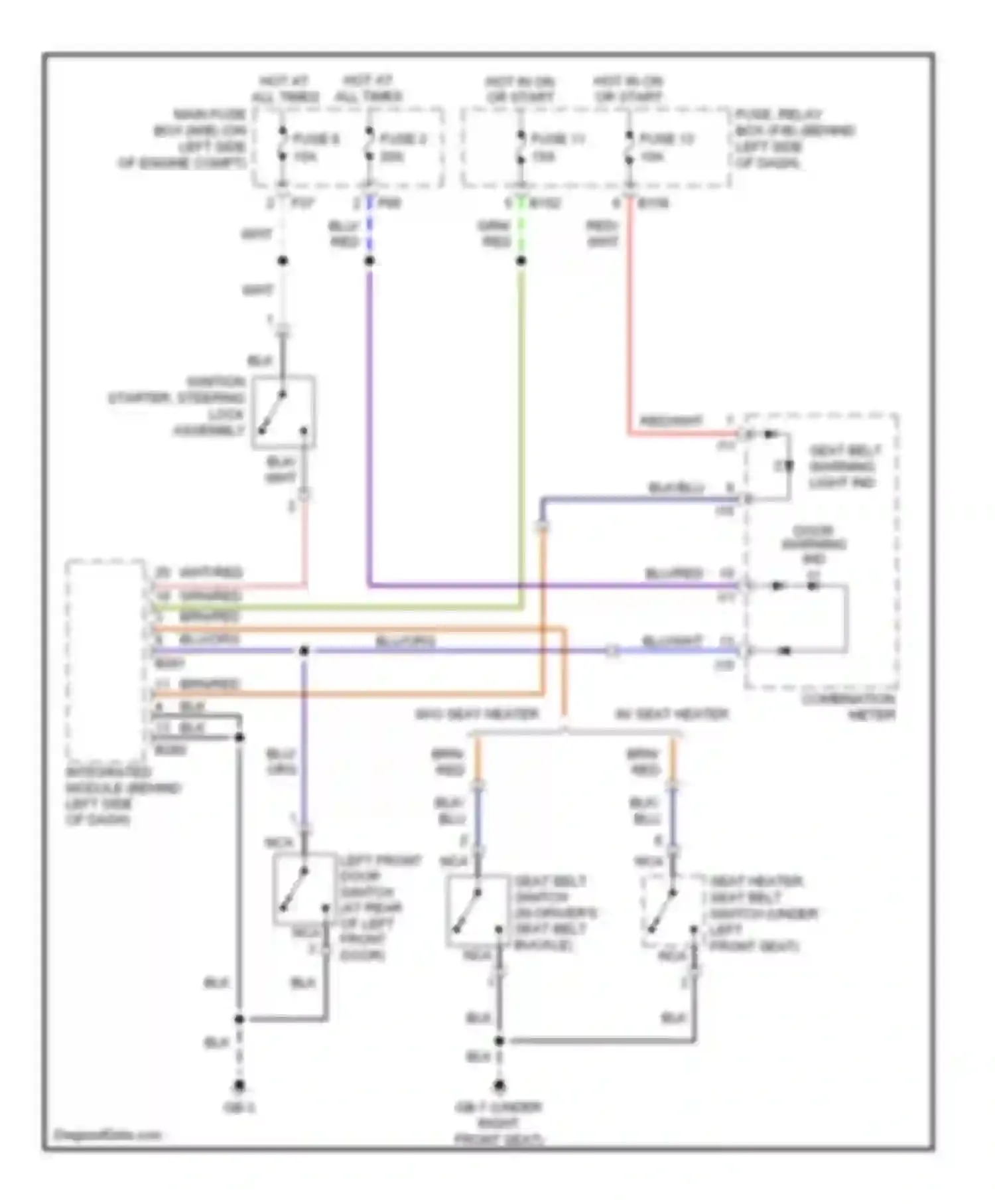 Impreza Subaru GD/GC/GG facelift 2 (2005-2007): Warning systems circuit