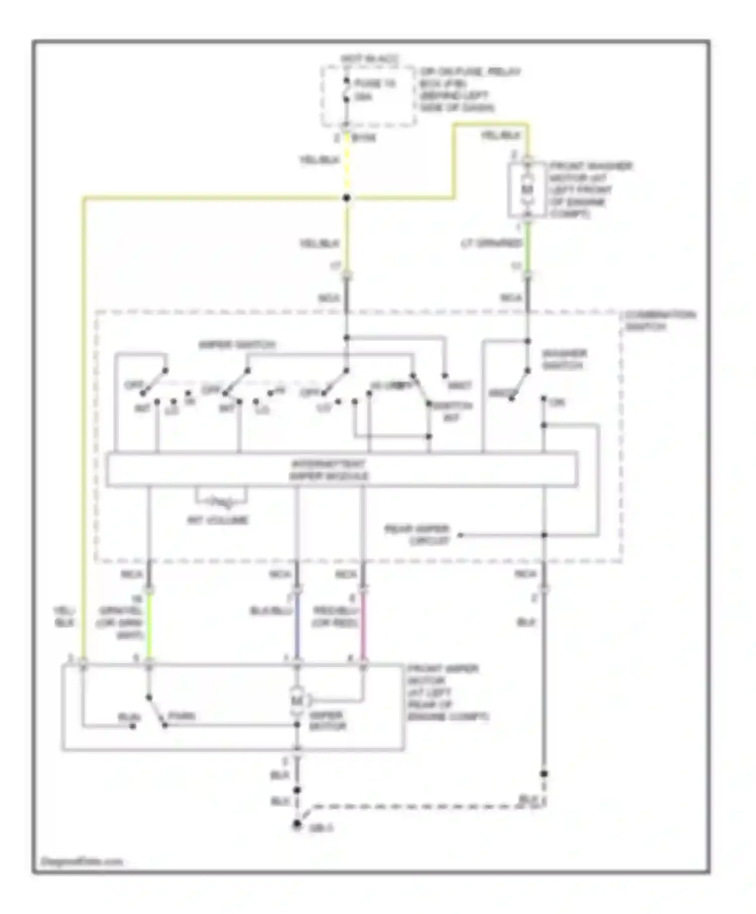 Impreza Subaru GD/GC/GG facelift 2 (2005-2007): Front wiper/washer circuit