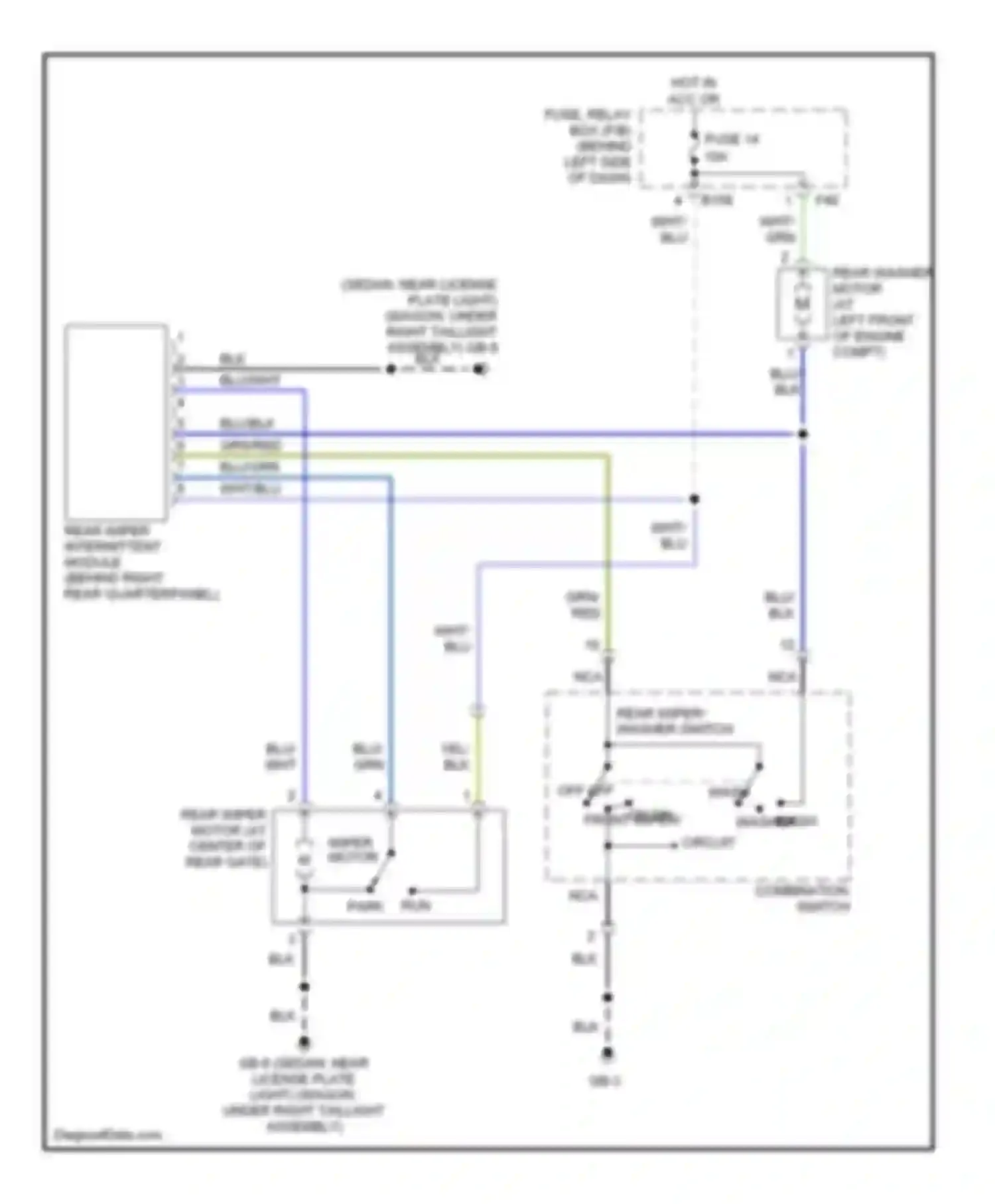 Impreza Subaru GD/GC/GG facelift 2 (2005-2007): Rear wiper/washer circuit