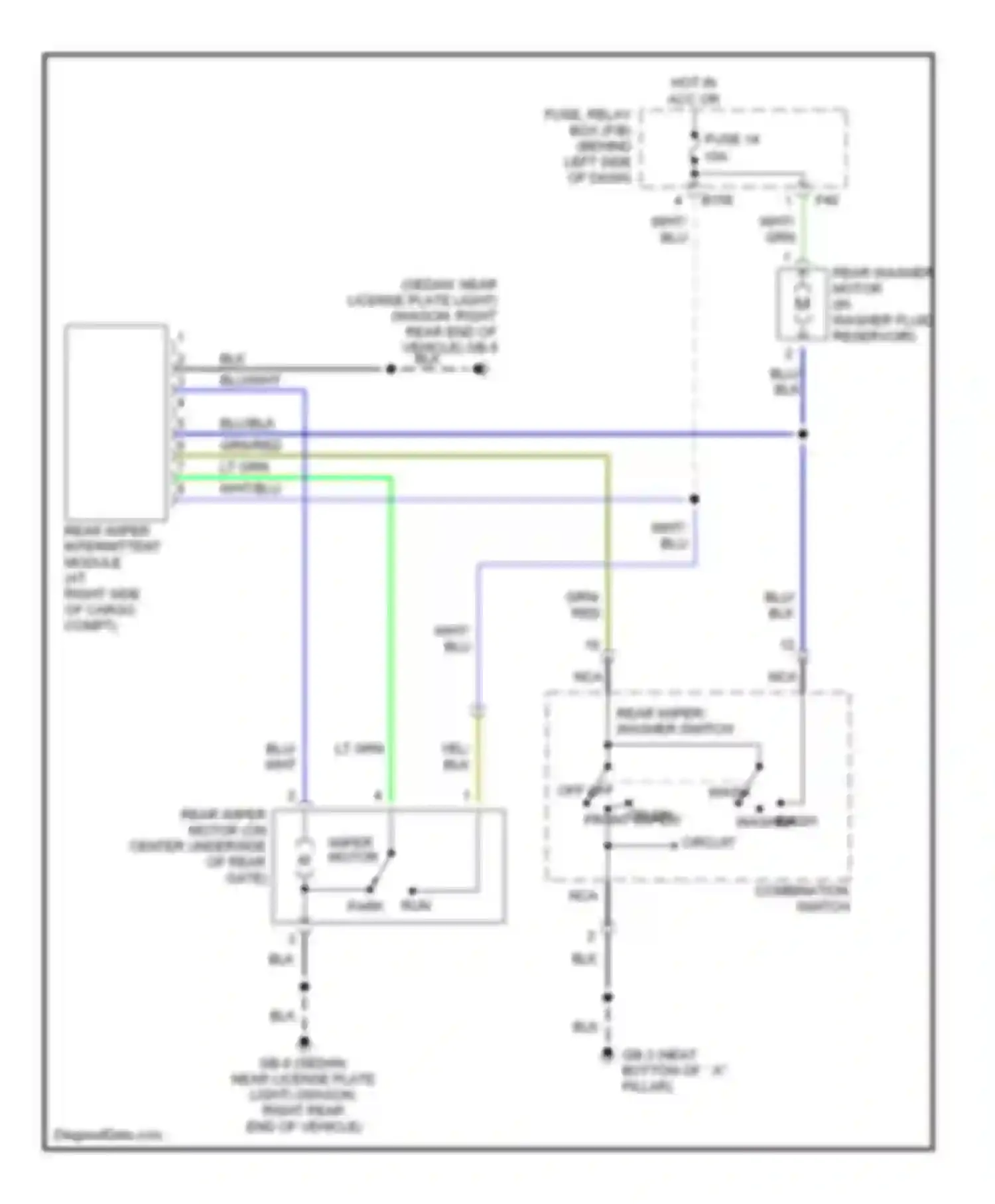 Impreza Subaru GD/GC/GG facelift (2002-2005): Rear wiper/washer circuit