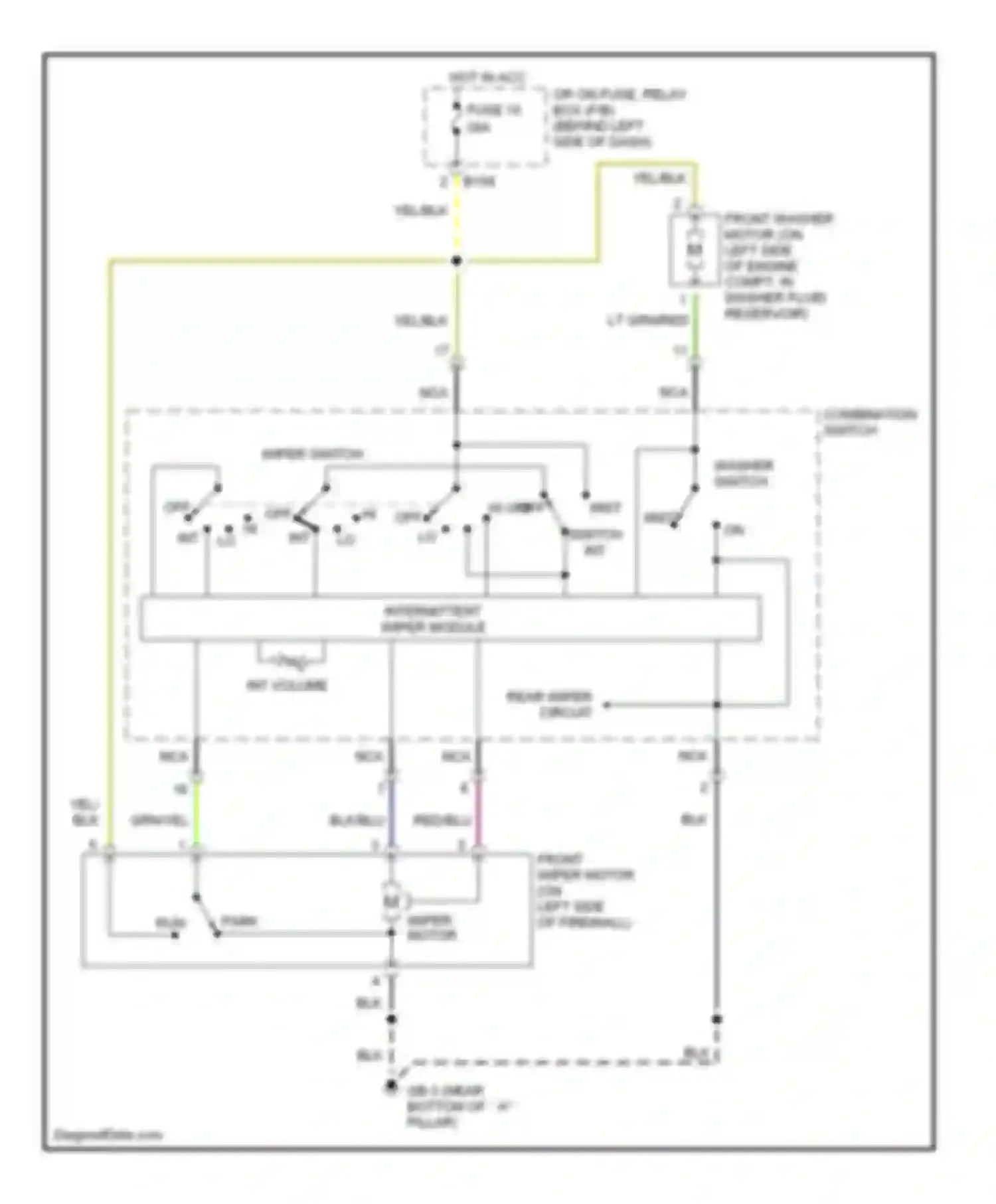 Wiring diagram intermittent wiper module for Subaru Impreza GD/GC/GG facelift (2002-2005) (1 of 1)
