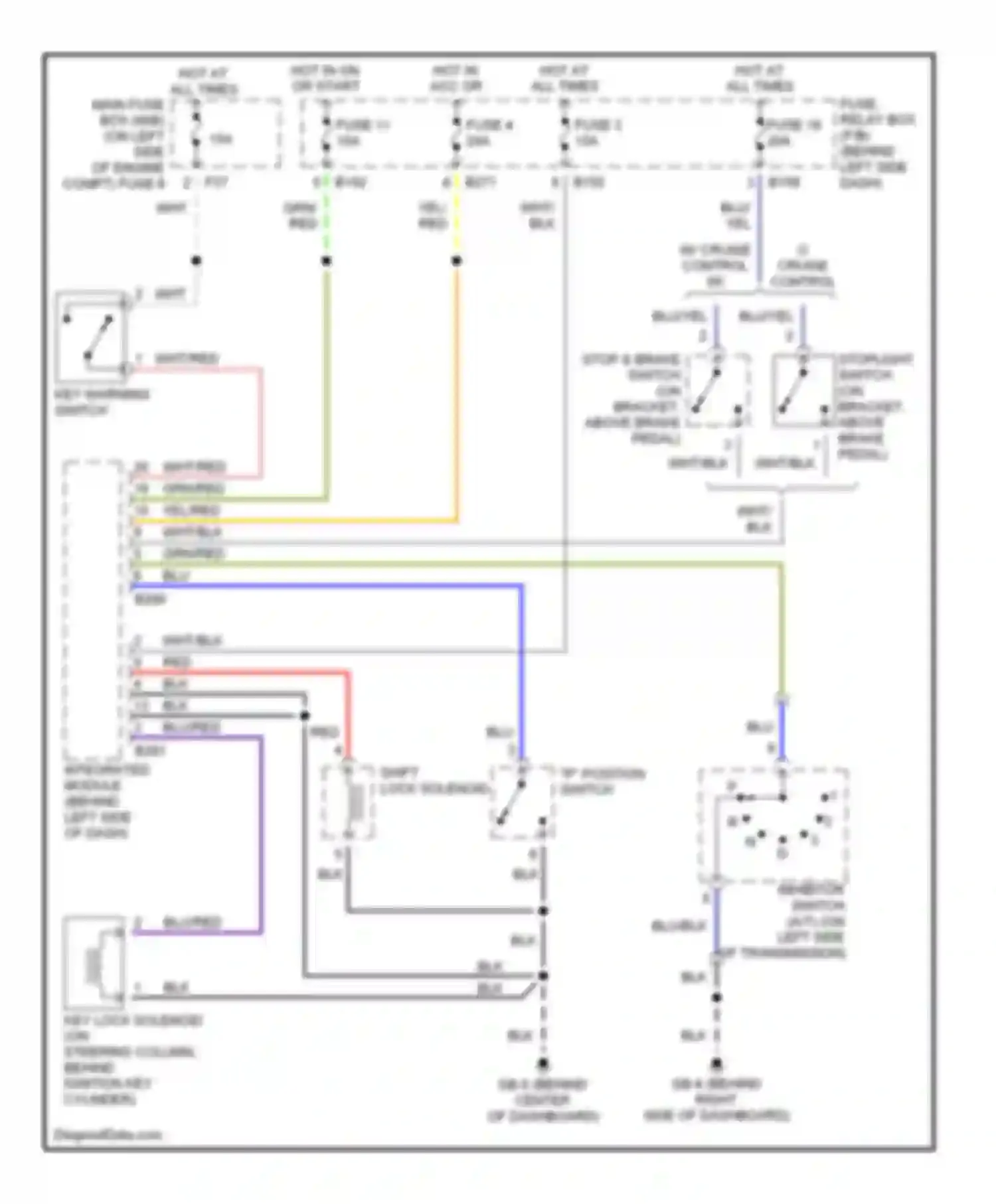 Wiring diagram key warning switch for Subaru Impreza GD/GC/GG facelift (2002-2005) (1 of 2)