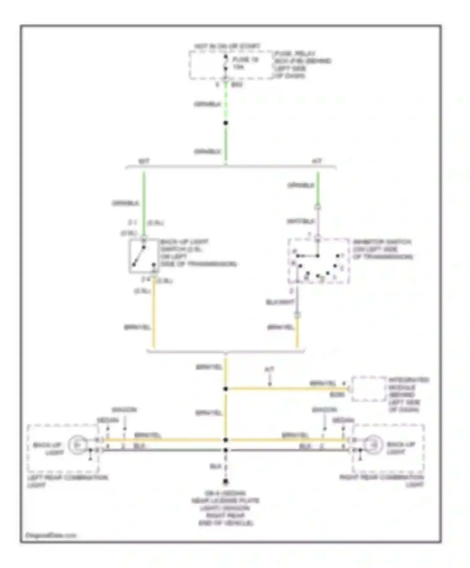 Wiring diagram left rear combination light for Subaru Impreza GD/GC/GG facelift (2002-2005) (1 of 1)