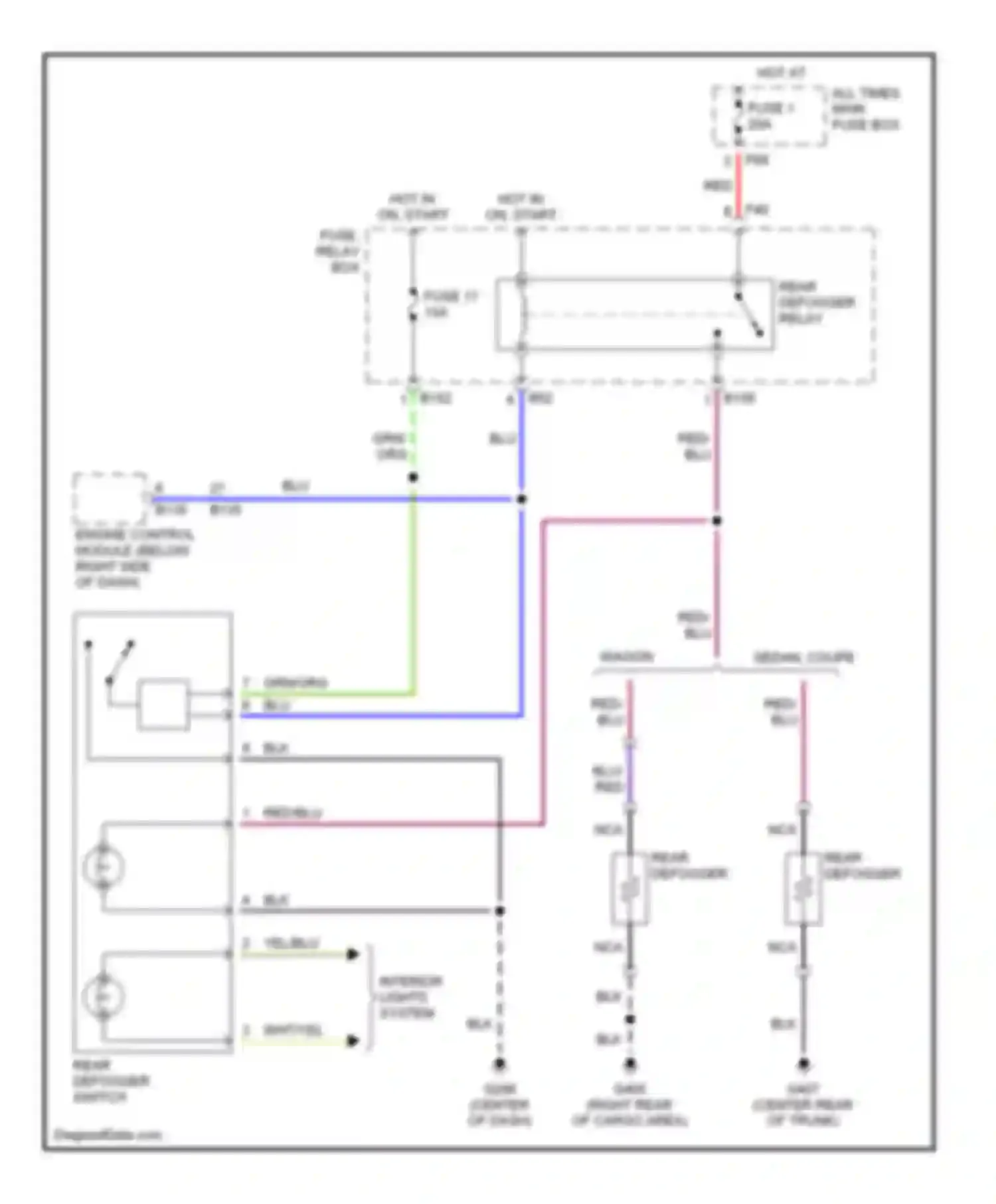 Impreza Subaru GD/GC/GG (2000-2002): Defogger circuit