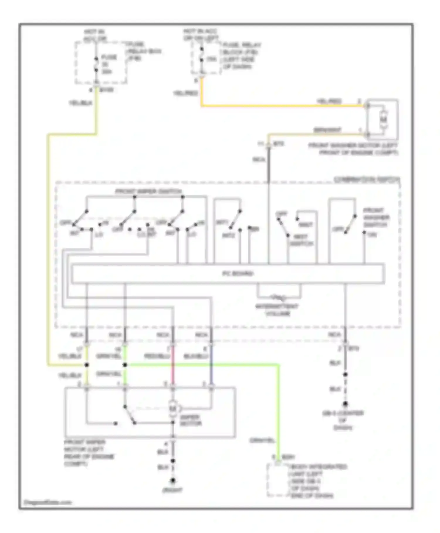 Impreza Subaru GH (2007-2011): Front wiper/washer circuit