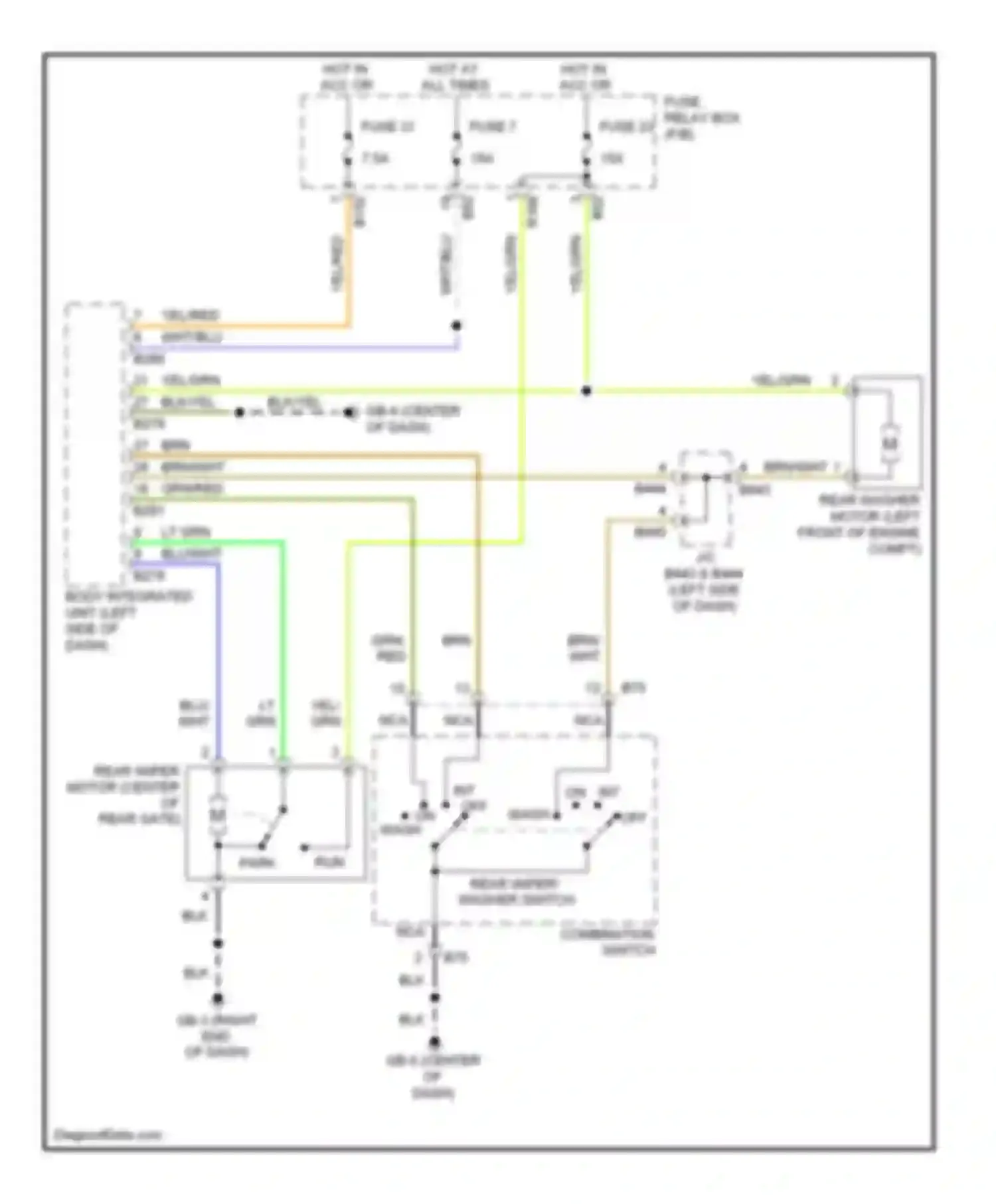 Impreza Subaru GH (2007-2011): Rear wiper/washer circuit