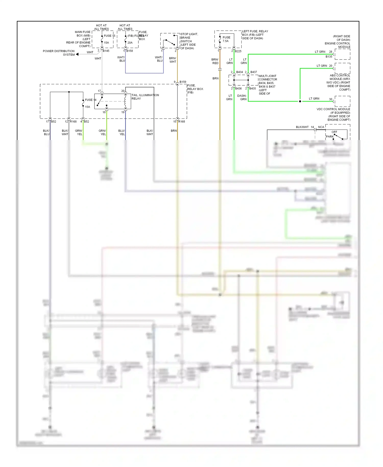Subaru Impreza GH (2007-2011) combination switch (lighting switch) wiring diagram  (1 of 1)