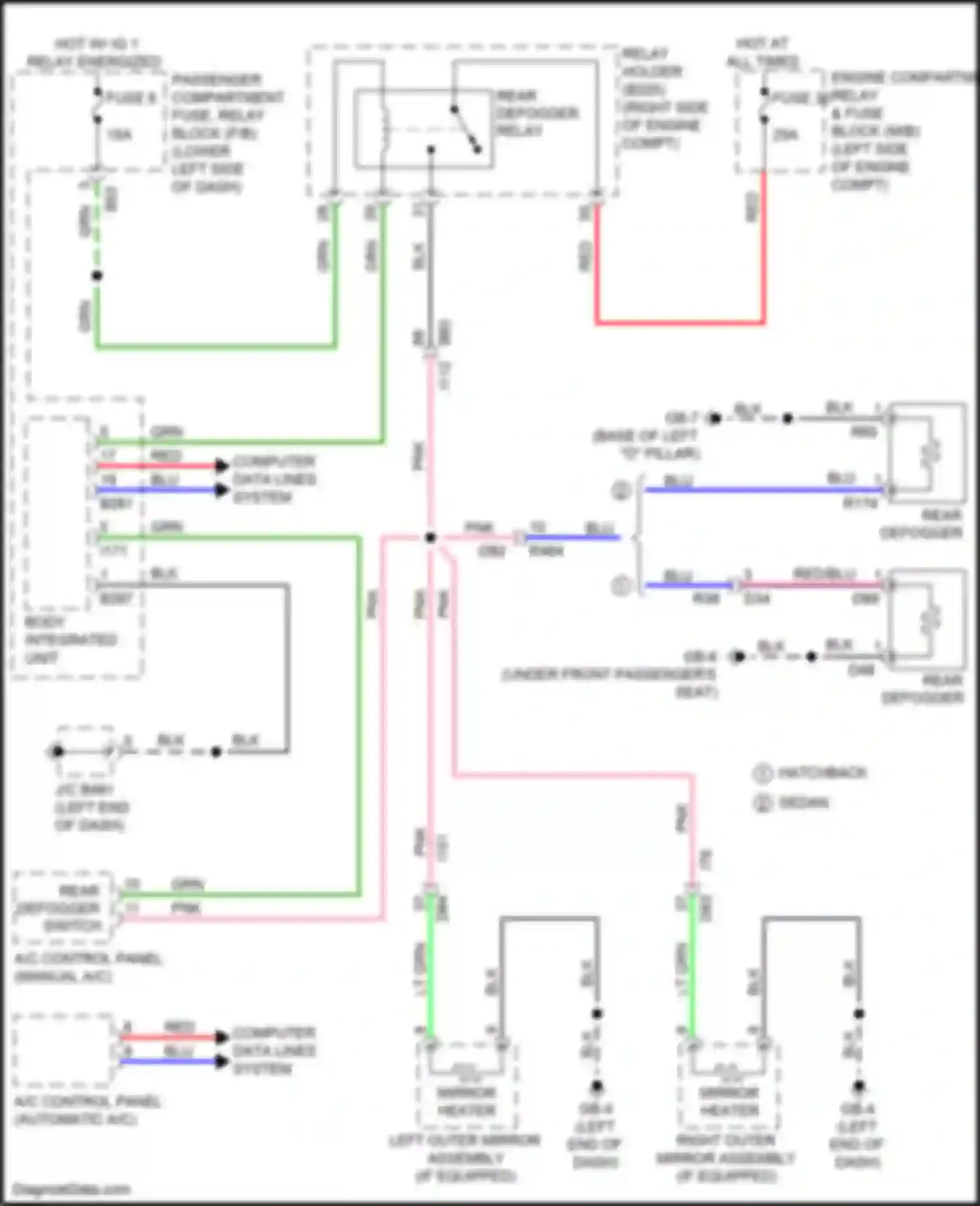 Wiring diagram left outer mirror assembly for Subaru Impreza GK2 (2016-2019) (5 of 8)