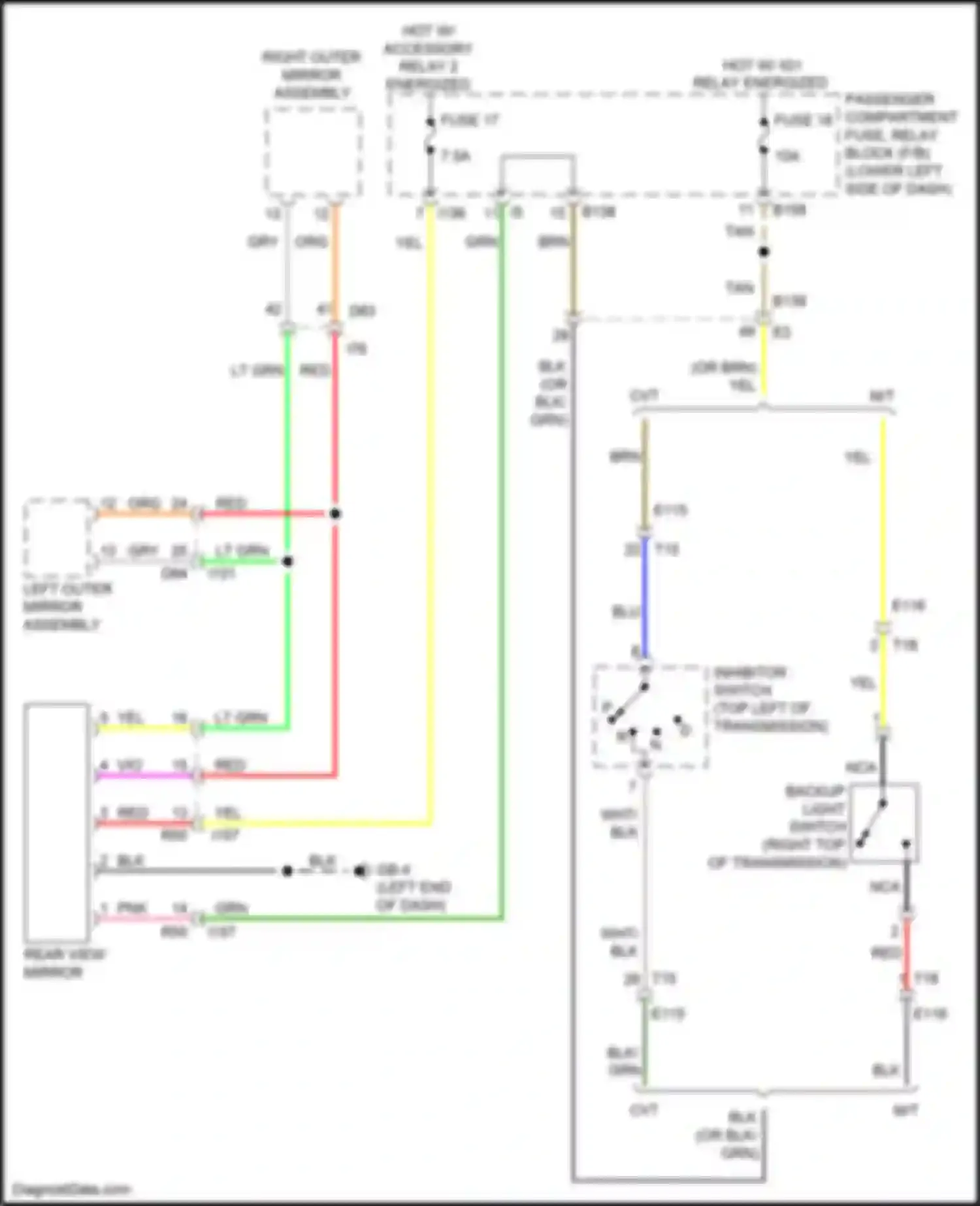 Wiring diagram right outer mirror assembly for Subaru Impreza GK2 (2016-2019) (1 of 8)