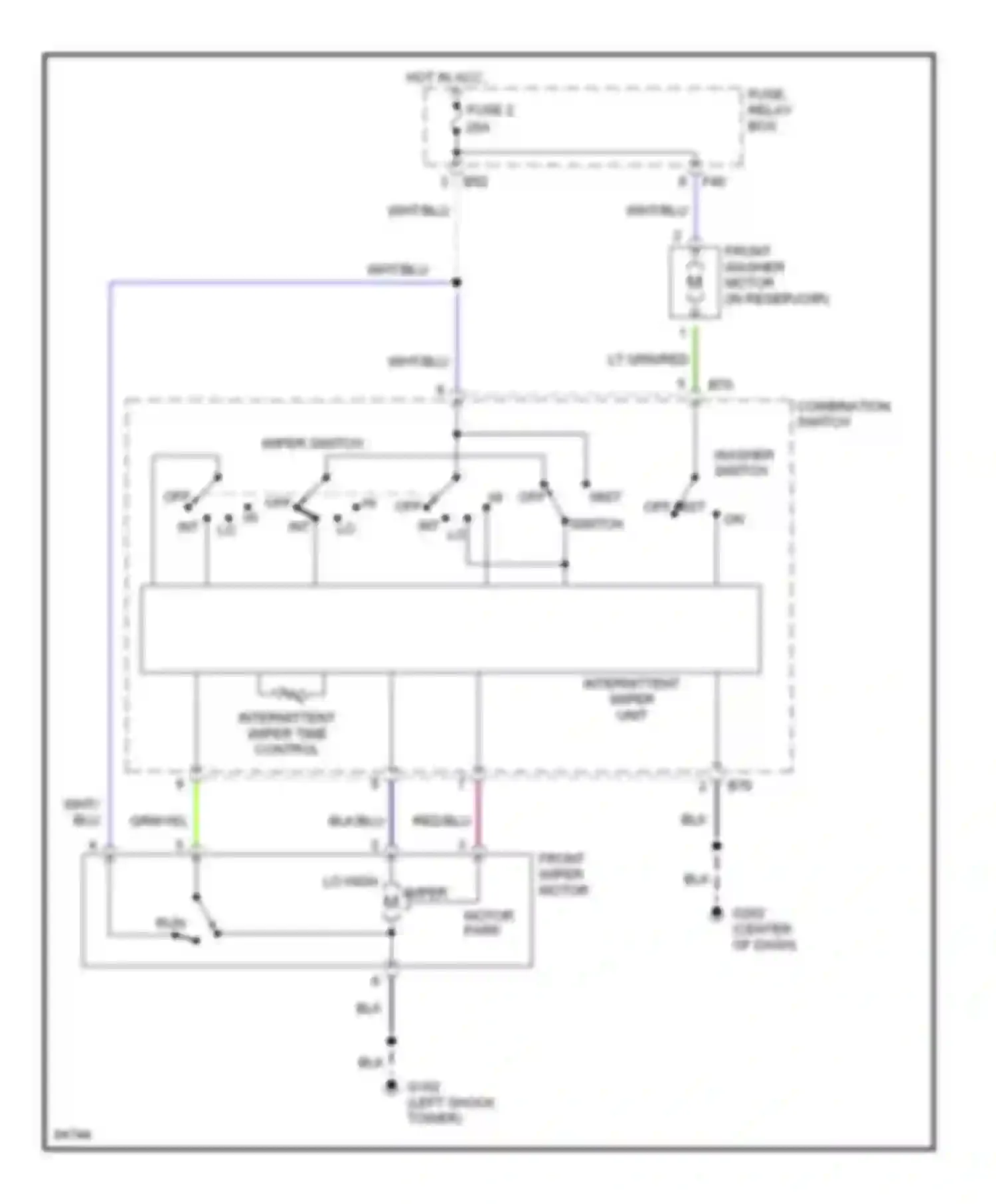 Legacy Subaru BD/BG/BK (1993-1999): Front wiper/washer circuit