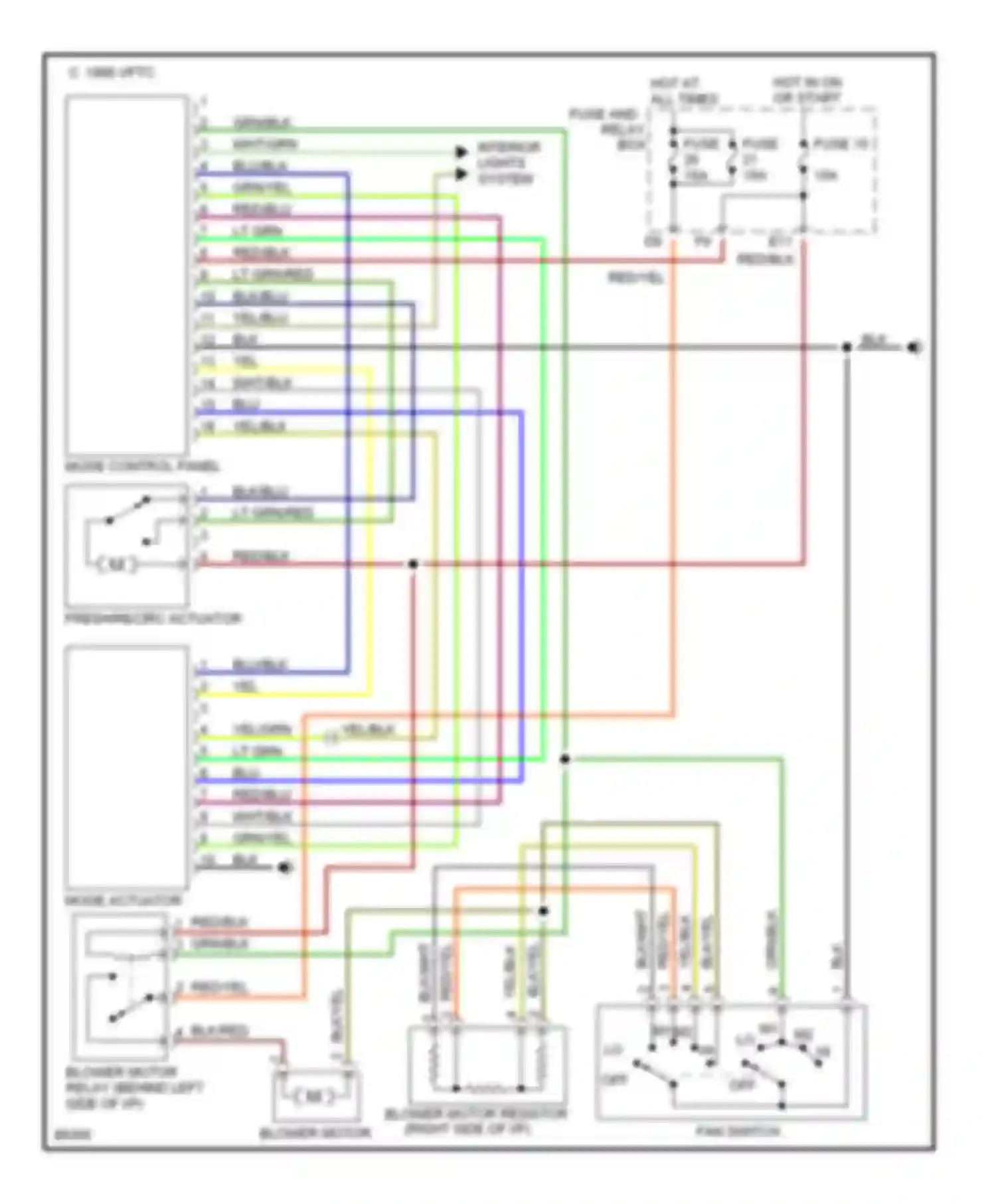 Wiring diagram hot in on or start for Subaru Legacy BD/BG/BK (1993-1999) (5 of 5)