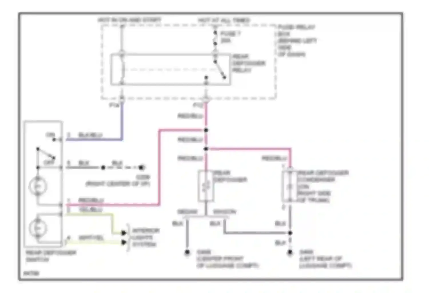 Wiring diagram rear defogger relay for Subaru Legacy BD/BG/BK (1993-1999) (1 of 3)
