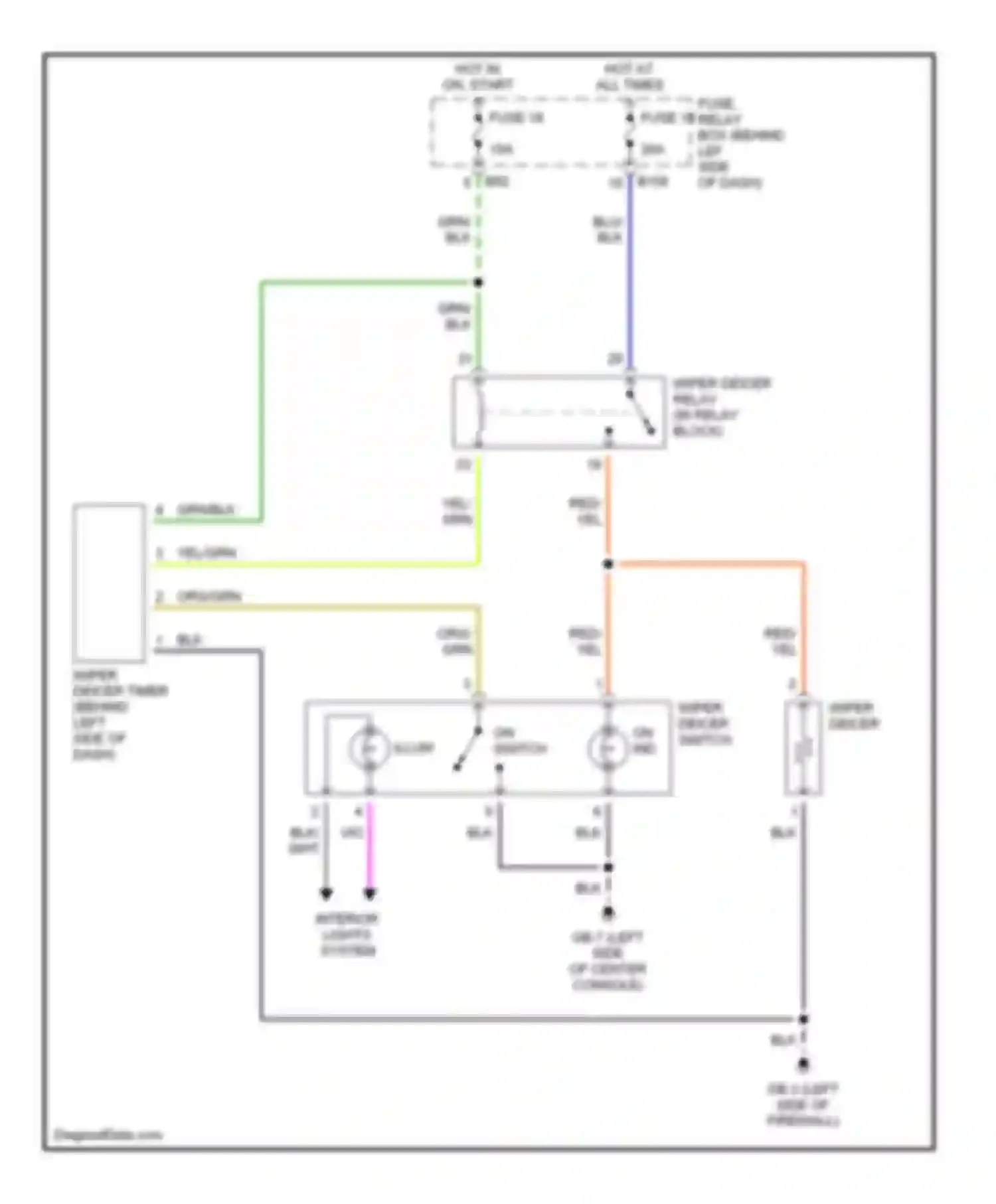 Legacy Subaru BE/BH/BT (1998-2004): Wiper deicer circuit