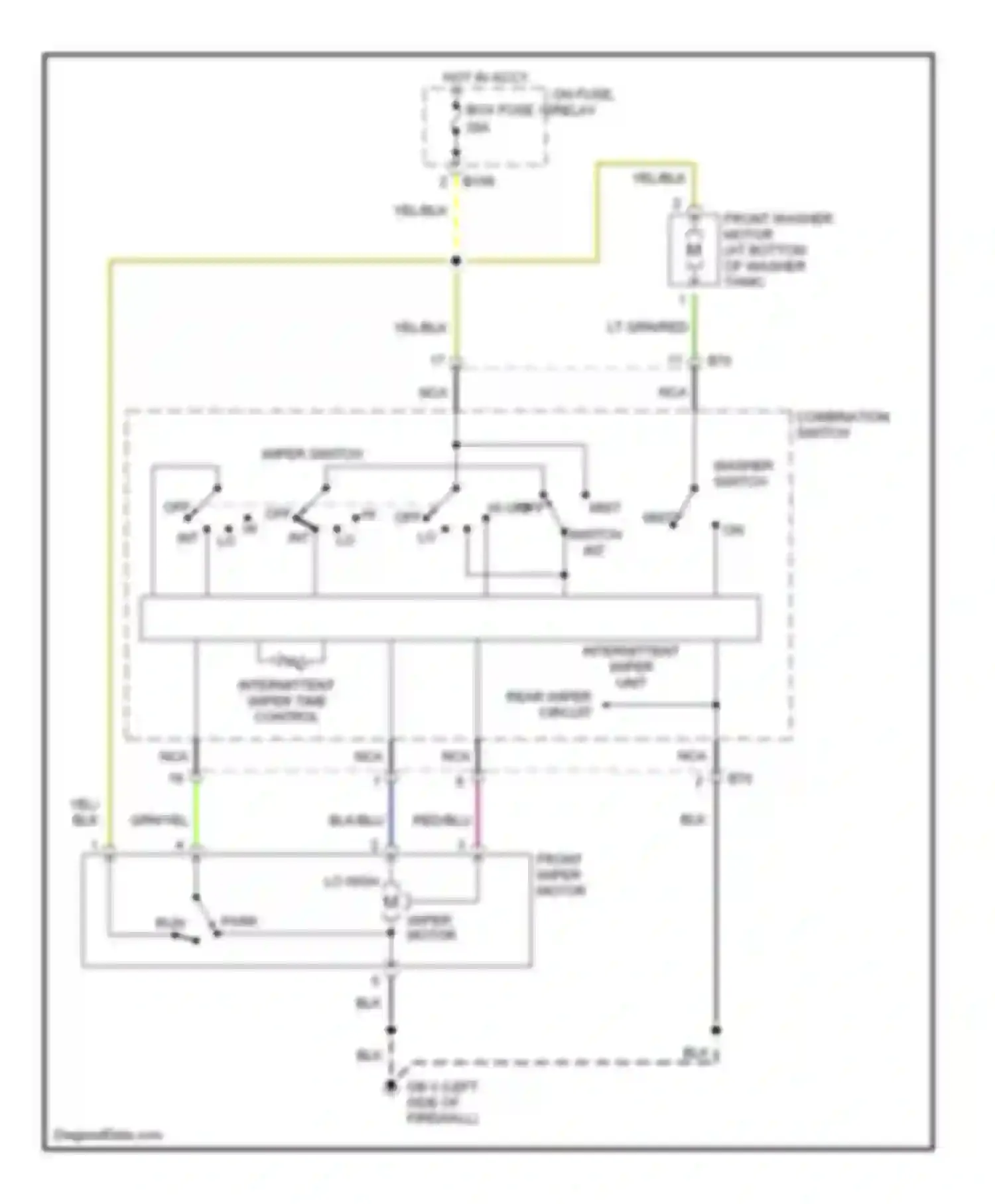 Legacy Subaru BE/BH/BT (1998-2004): Front washer/wiper circuit