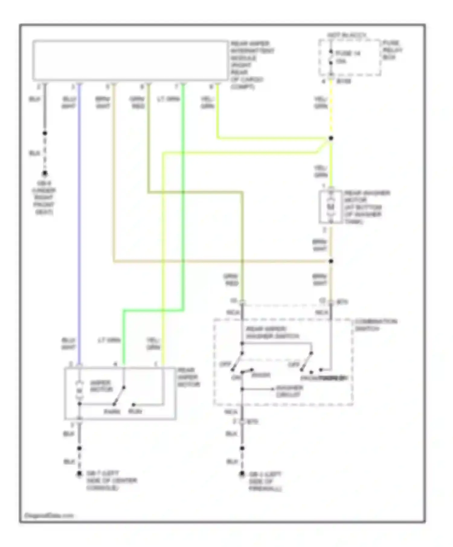 Legacy Subaru BE/BH/BT (1998-2004): Rear washer/wiper circuit