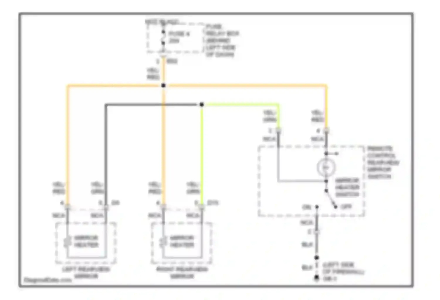 Wiring diagram mirror heater for Subaru Legacy BE/BH/BT (1998-2004) (1 of 2)