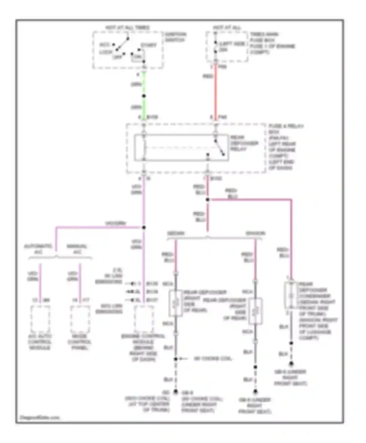 Legacy Subaru BL/BP (2003-2006): Rear defogger circuit