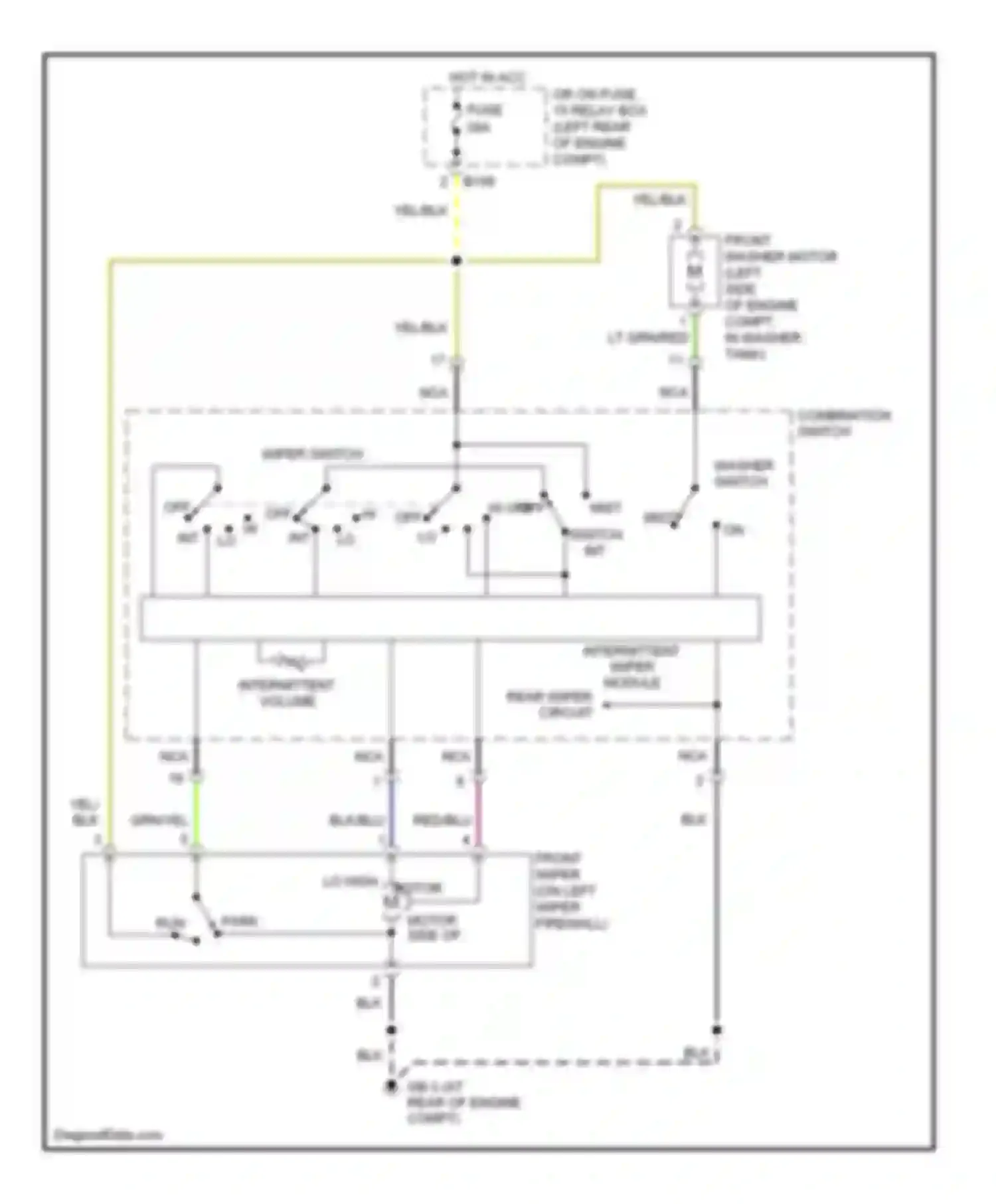 Legacy Subaru BL/BP (2003-2006): Front wiper/washer circuit