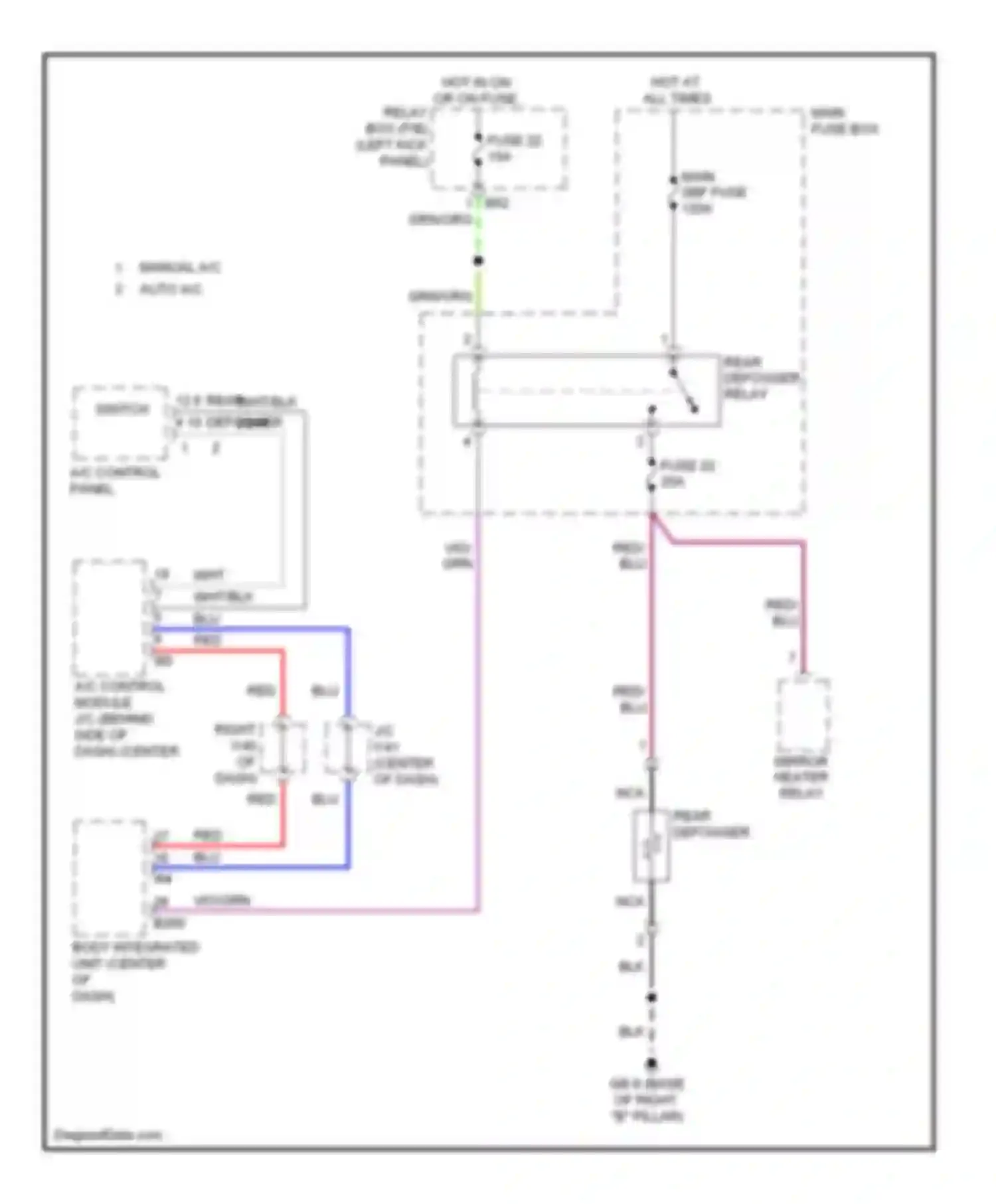 Legacy Subaru BM/BR (2009-2012): Rear defogger circuit